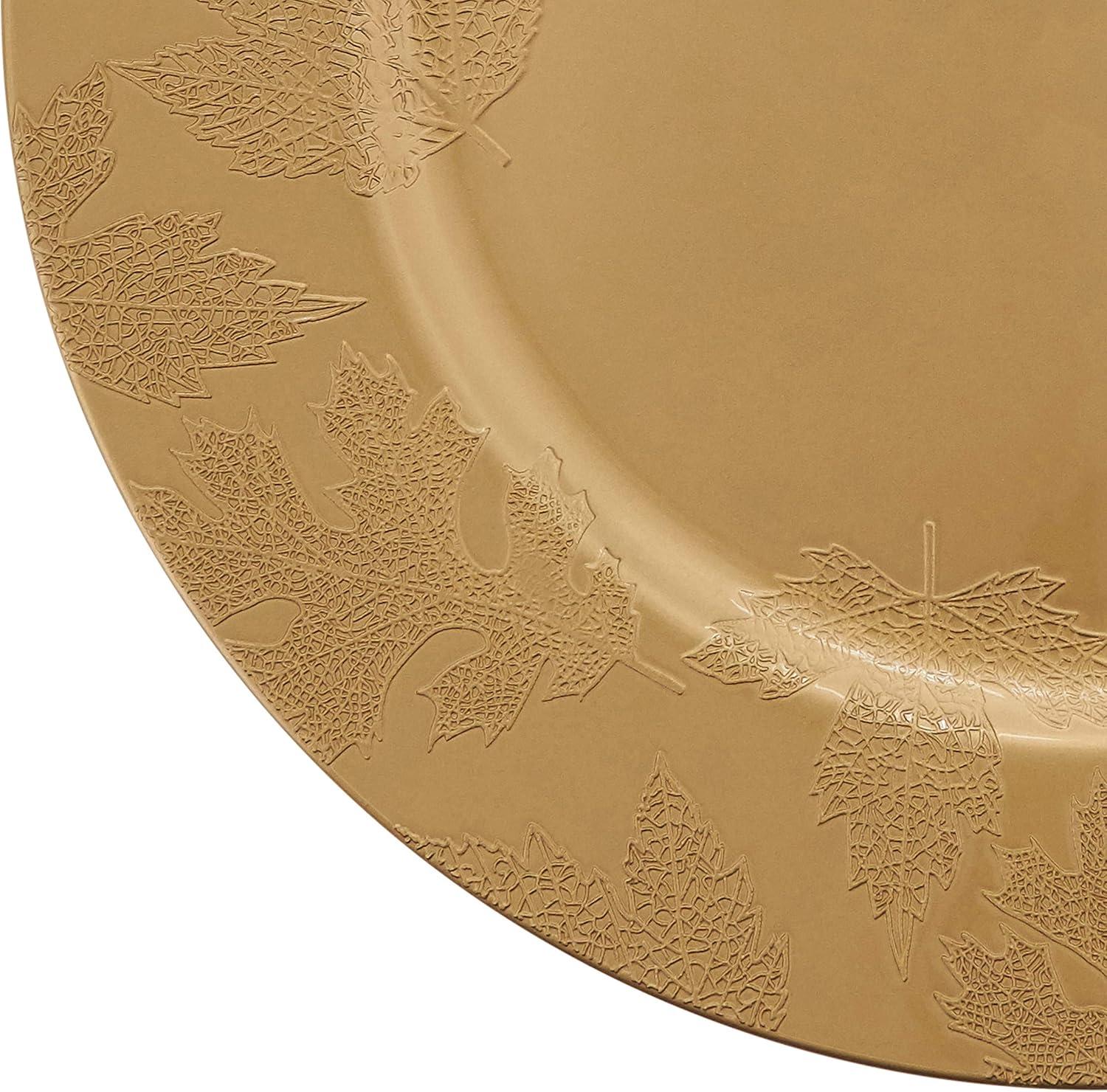 Saro Lifestyle Fall Leaf Round Charger Plates (Set of 4)