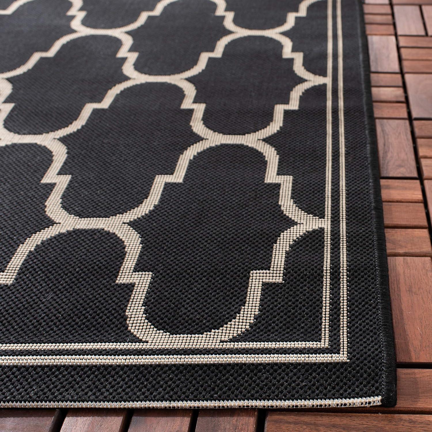 SAFAVIEH Courtyard Eustacia Geometric Trellis Indoor/Outdoor Area Rug Anthracite/Beige, 9' x 12'6"