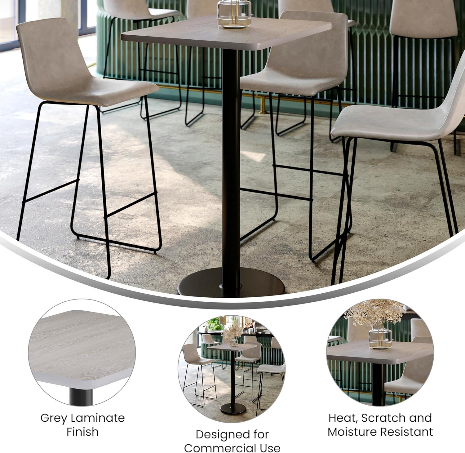 Flash Furniture Carrus Rectangular Laminate Dining Table Top with Round Base