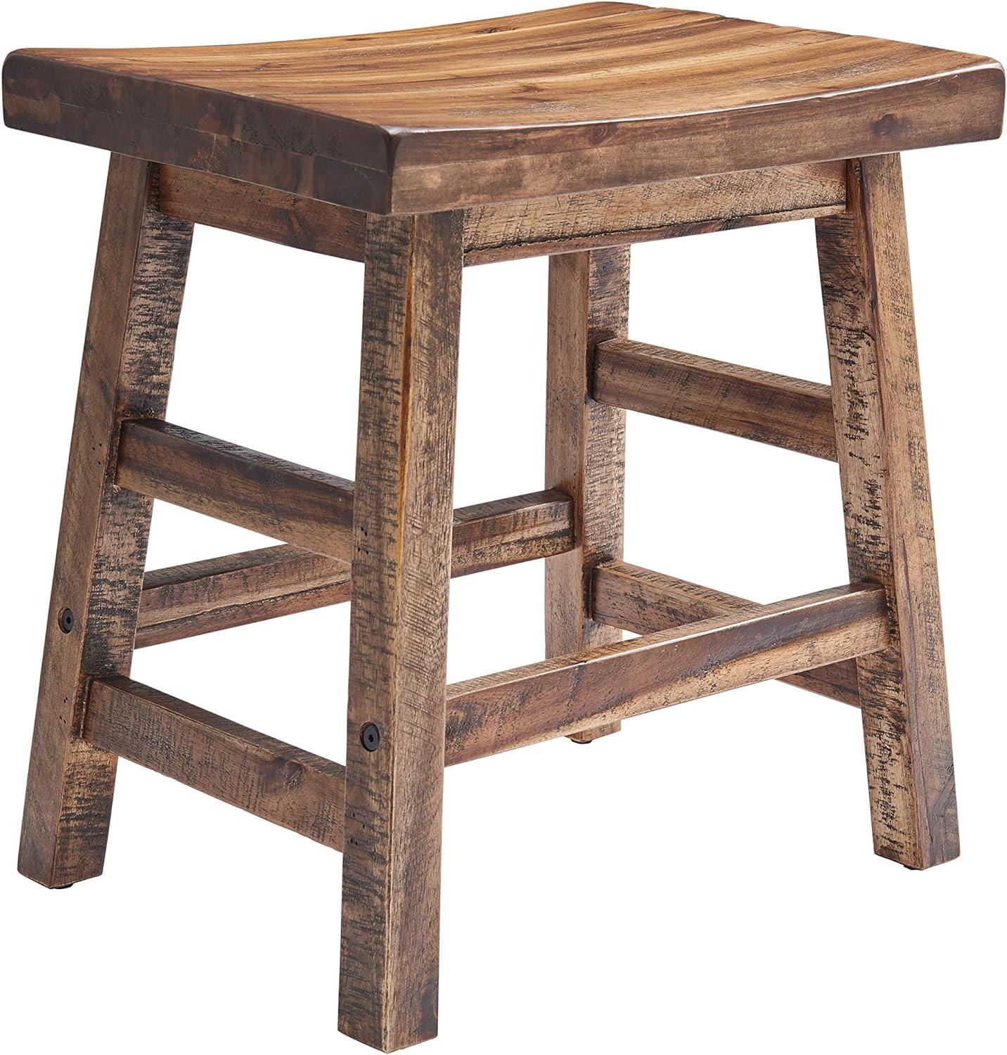 Durango 20" Brown Industrial Wood and Metal Saddle Stool