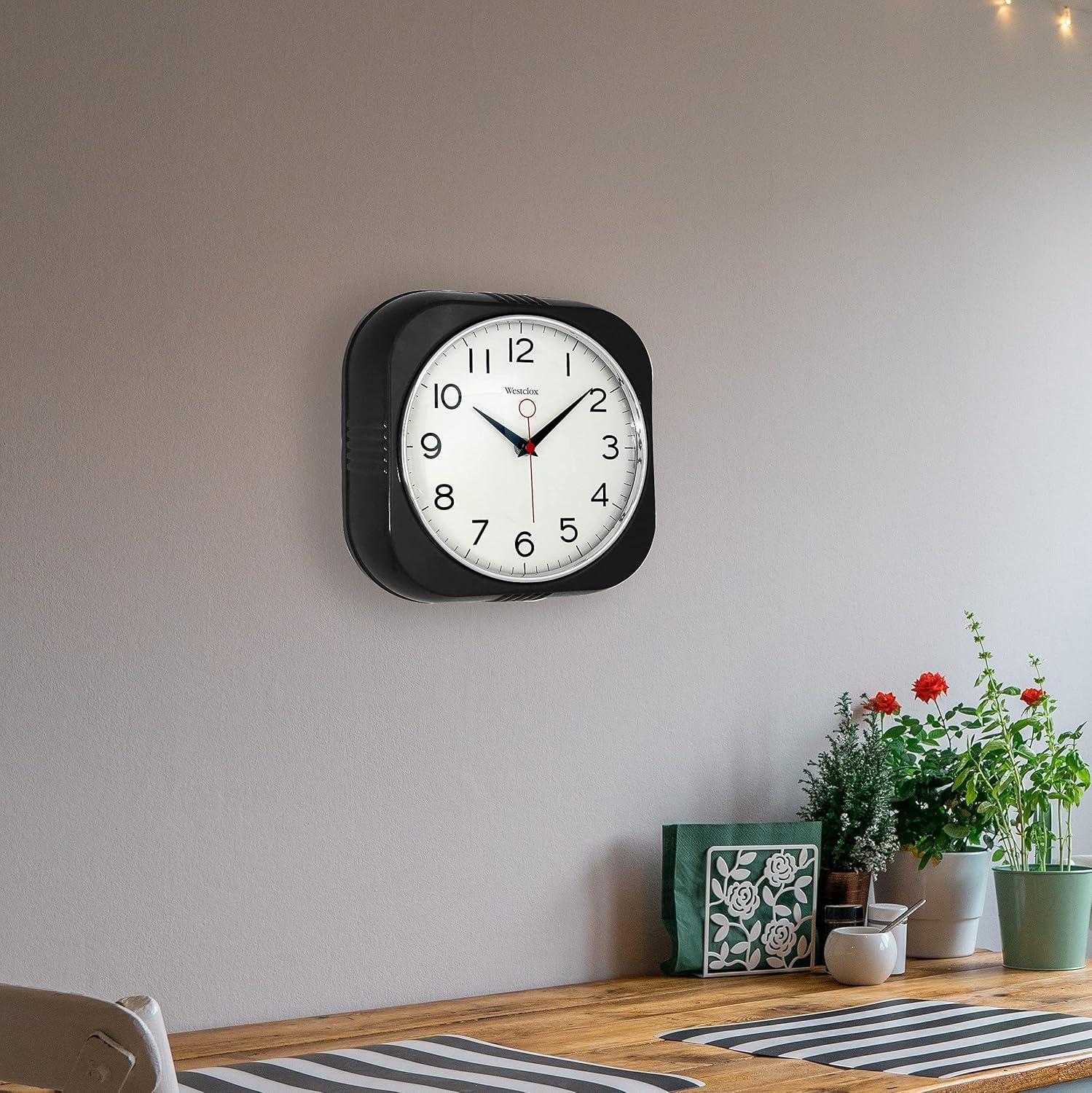 Westclox Black 1950's Retro Square Wall Clock