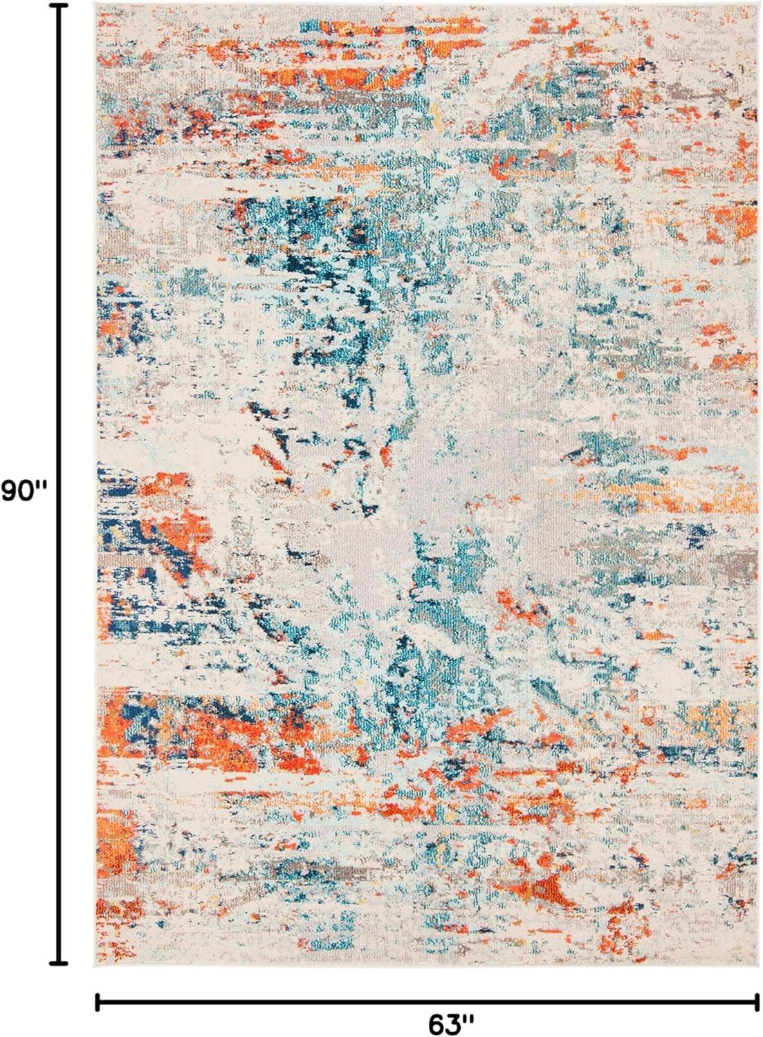 Madison MAD478 Power Loomed Indoor Area Rug - Cream/Orange - 5'3"x7'6" - Safavieh