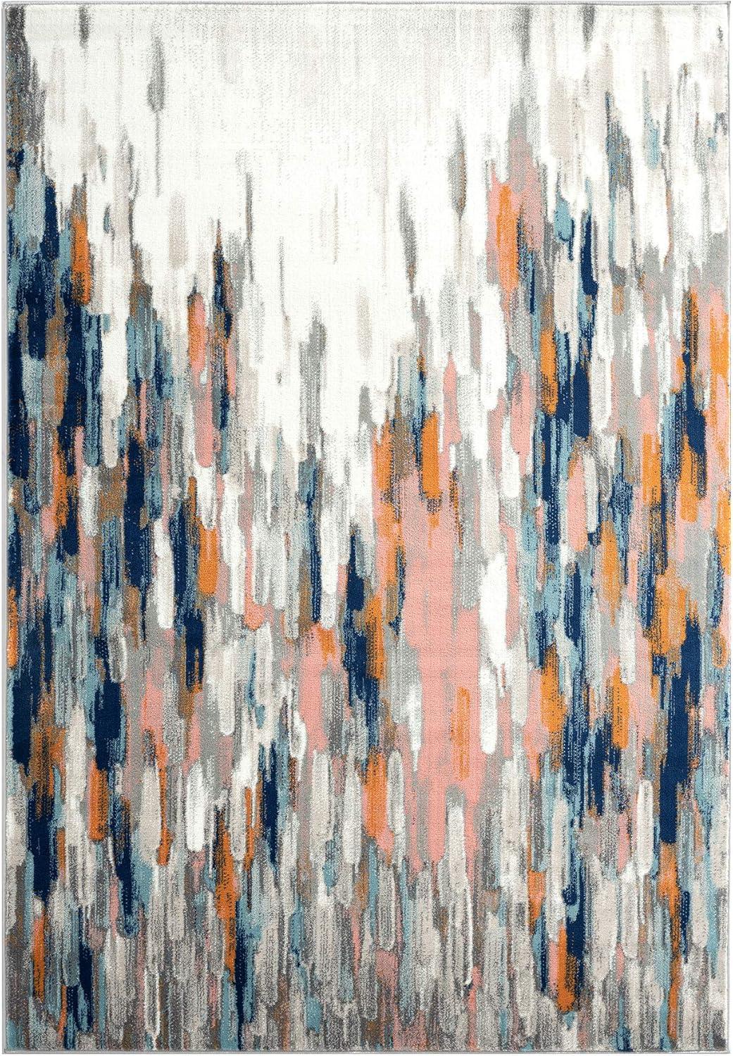 Abani Porto Contemporary Abstract Area Rug Orange 4' x 6' N/A 4' x 6'