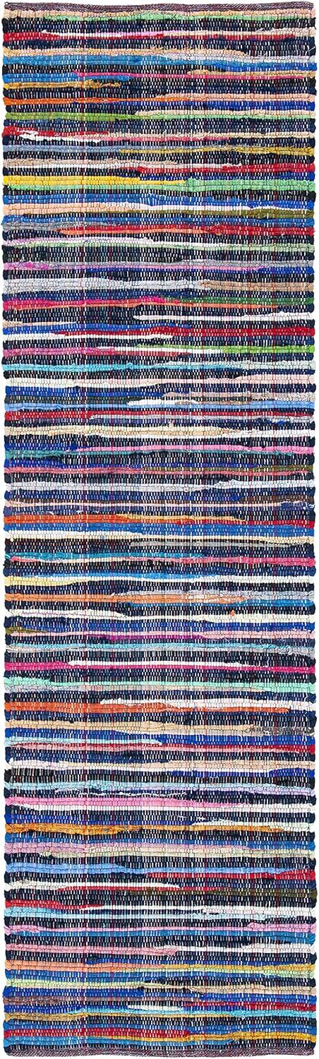 Rag Runner Rug RAR240 Hand Woven Runner Rug - Blue/Multi - 2'3"x10' - Safavieh.