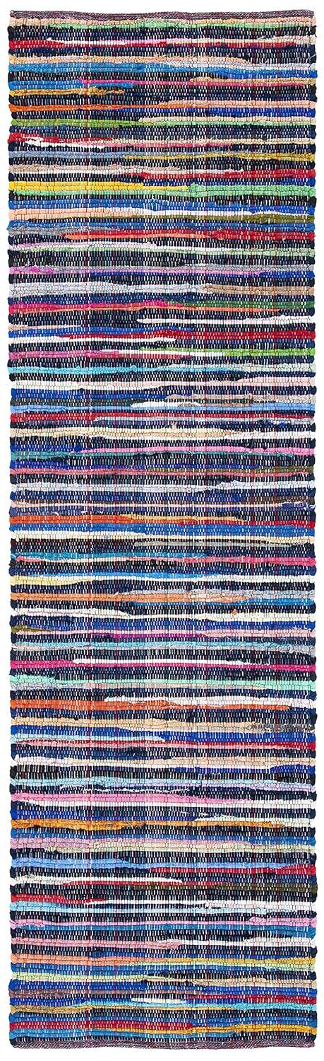 Rag Runner Rug RAR240 Hand Woven Runner Rug - Blue/Multi - 2'3"x10' - Safavieh.