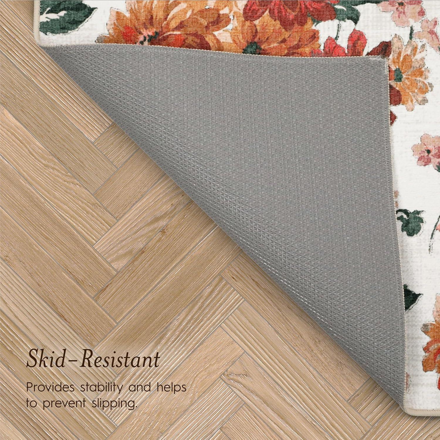 Laura Ashley Laura Ashley Dahlias Chenille Machine Washable, Slip Resistant Accent and Runner Rugs