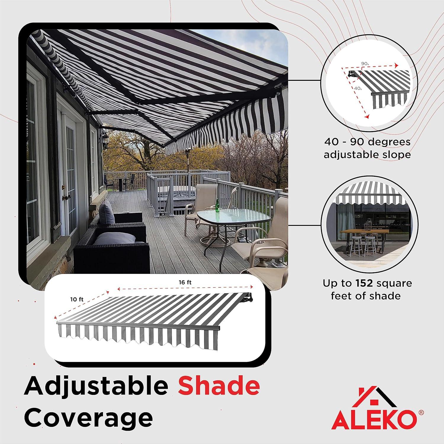 Motorized Retractable Patio Awning- Black Frame