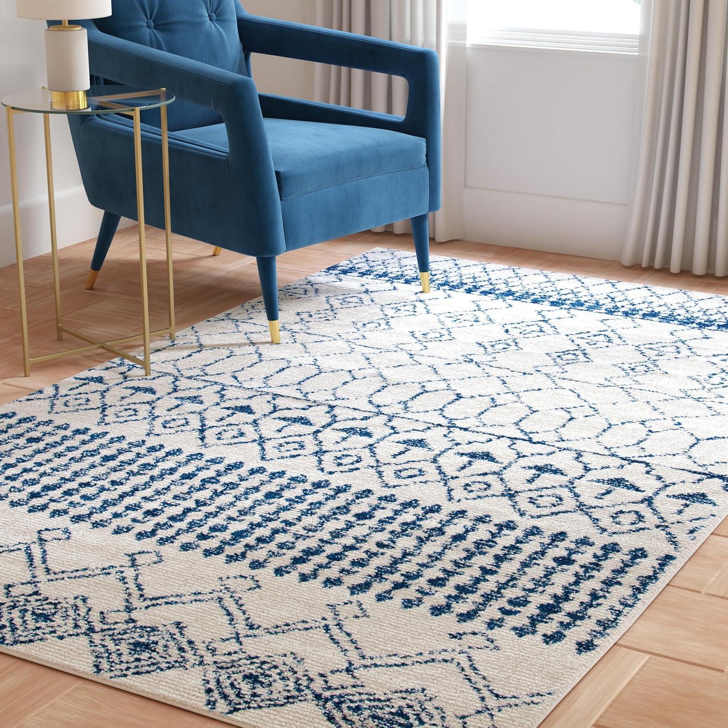 Tulum TUL229 Power Loomed Area Rug - Ivory/Navy - 6'x9' - Safavieh.