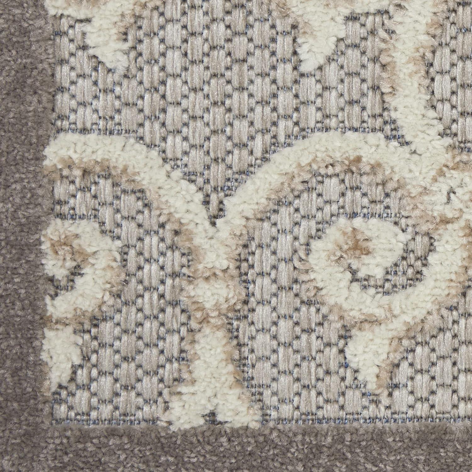 Nourison Aloha Contemporary Scroll Flatweave High-Low Indoor Outdoor Area Rug Natural 5'3" x 7'5"