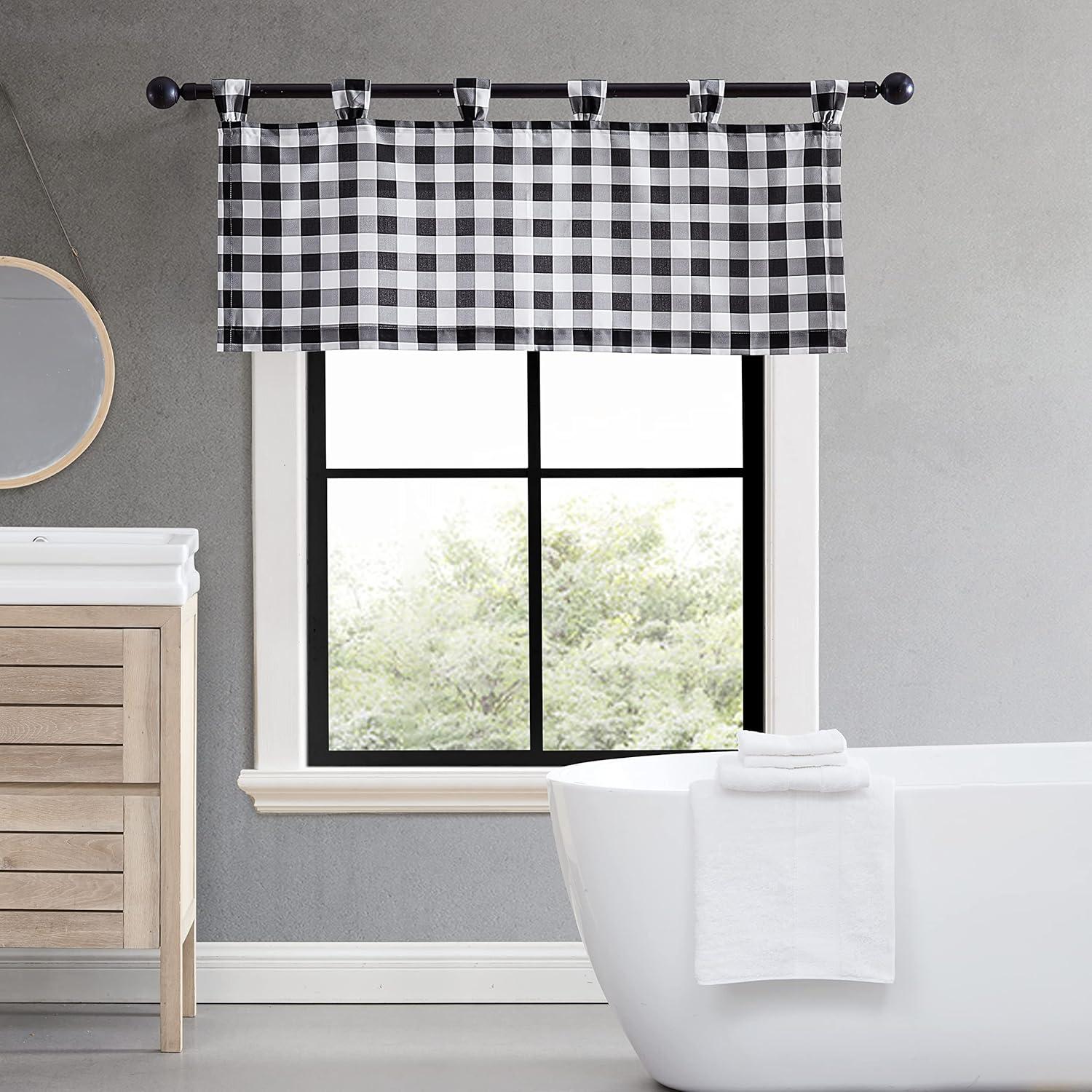 Eddie Bauer Mountain Plaid Black Tab Top Window Valance | Wayfair