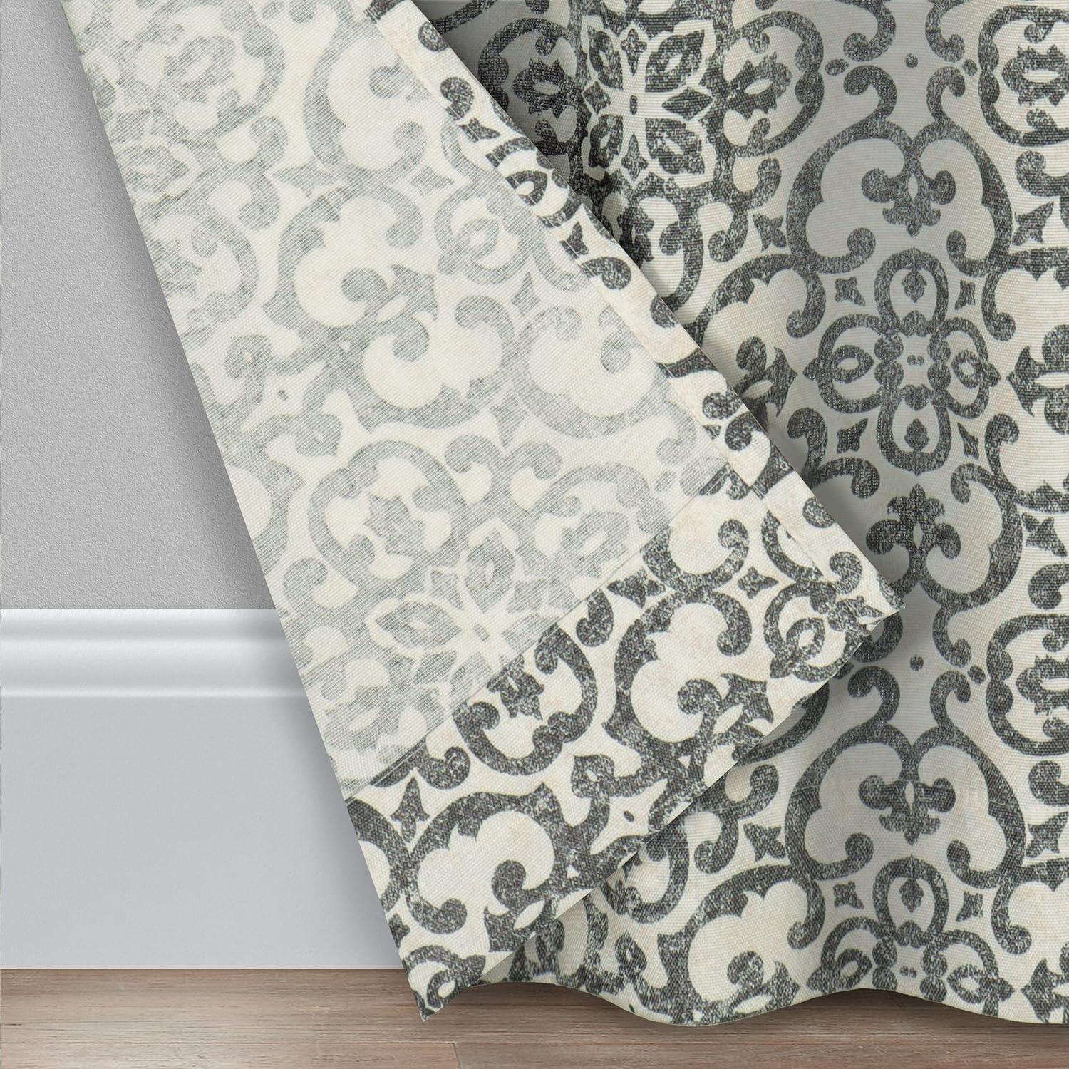 Pairs to Go Brockwell Distressed Medallion Rod Pocket Curtains, 28” x 63” (2 Panels)