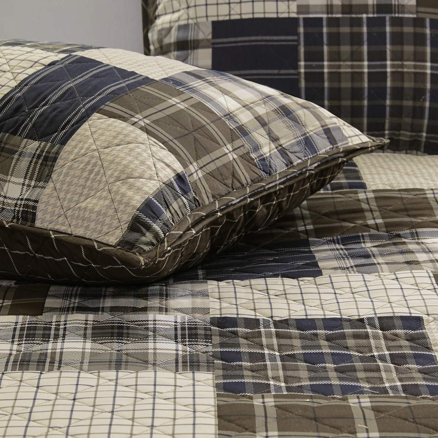 Timber Black/Brown Reversible Microfiber Full Quilt Set