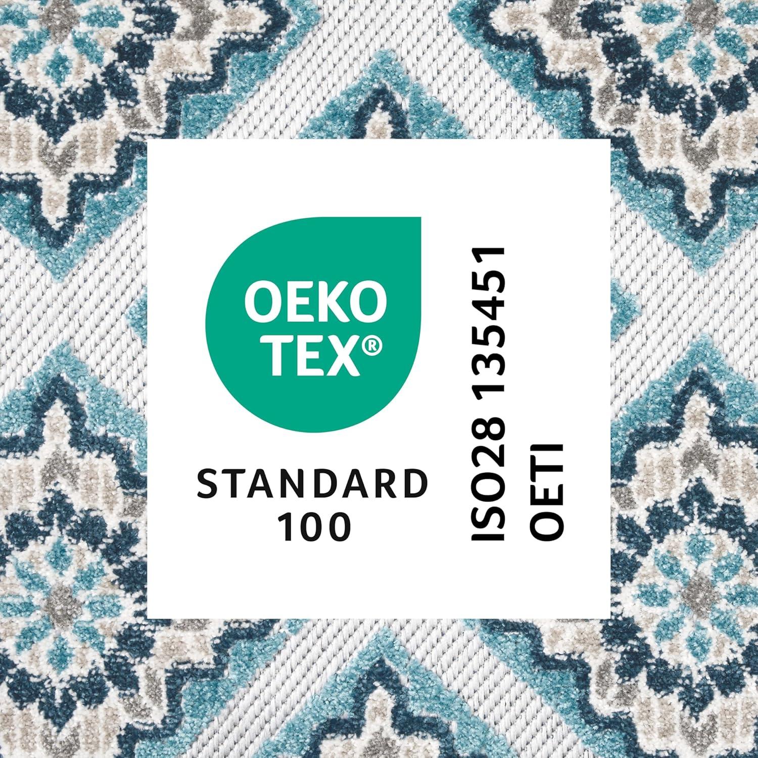 TOWN & COUNTRY EVERYDAY Brooks Retro Geo Outdoor Rug Blue Multi