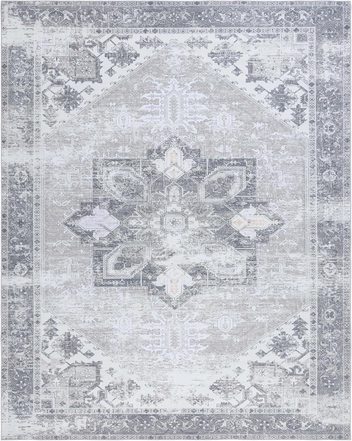 SAFAVIEH Tucson Jayla Traditional Machine Washable Area Rug, 9' x 12', Sage/Ivory