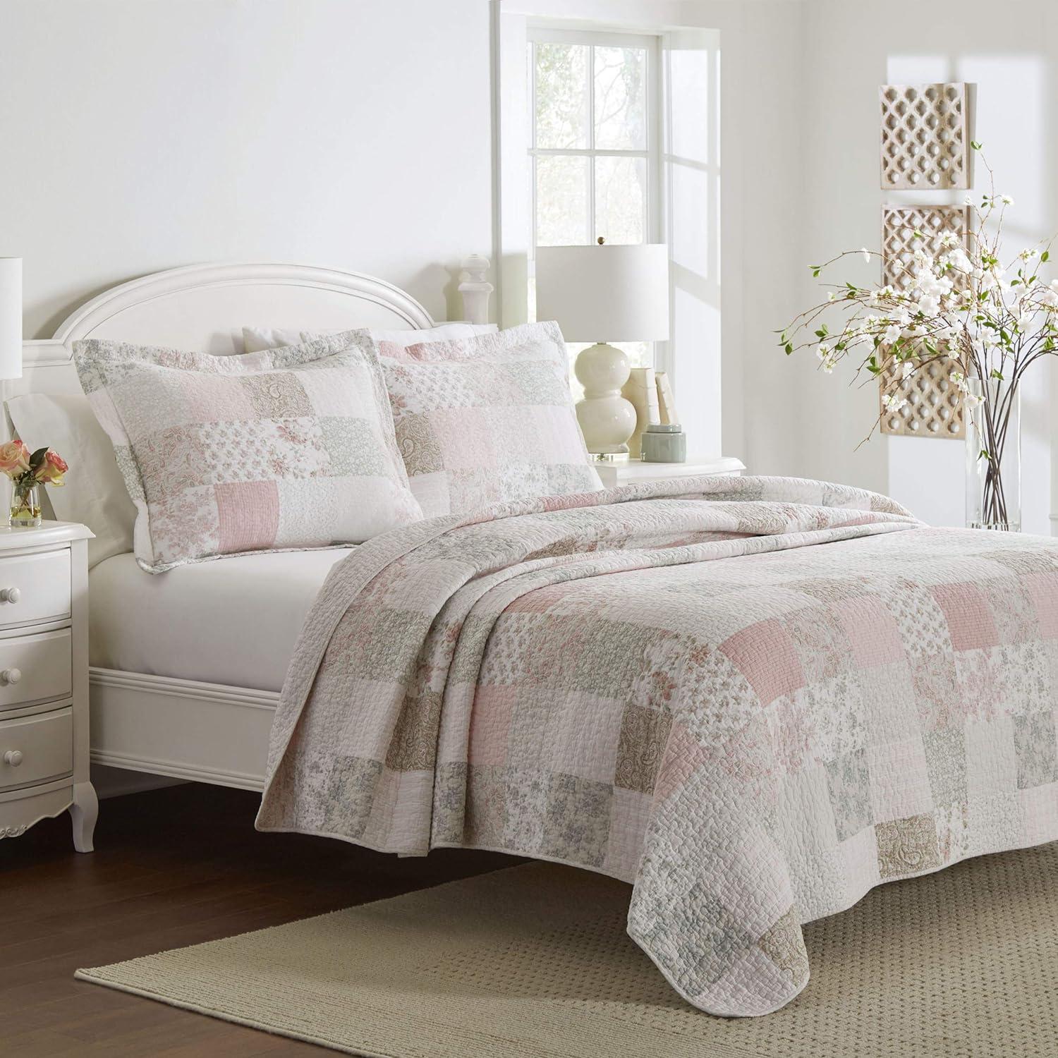 Laura Ashley Celina Patchwork Cotton Reversible Quilt Set