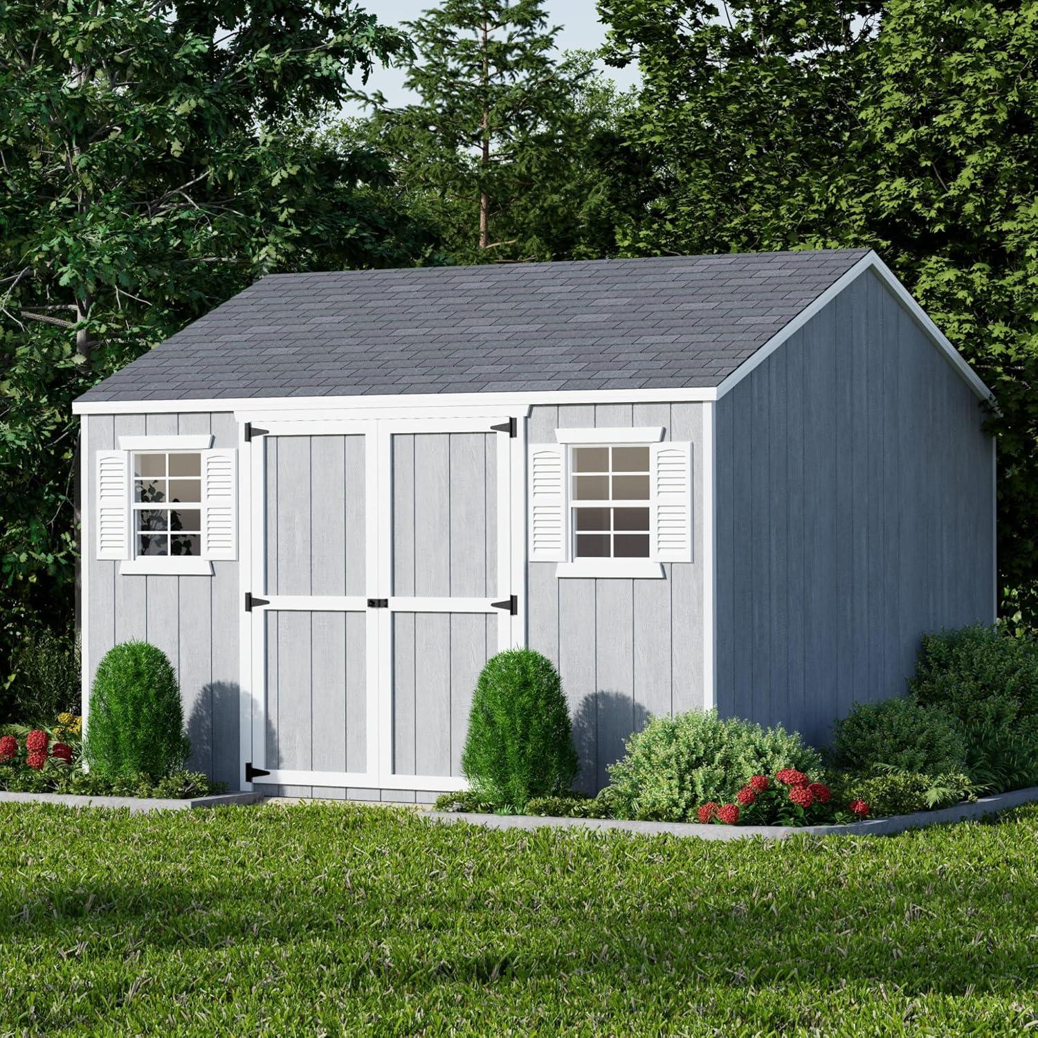 Little Cottage Co. 12x12 Value Workshop Shed with Operable Windows, Outdoor Wood Storage Do-It-Yourself Precut Kit