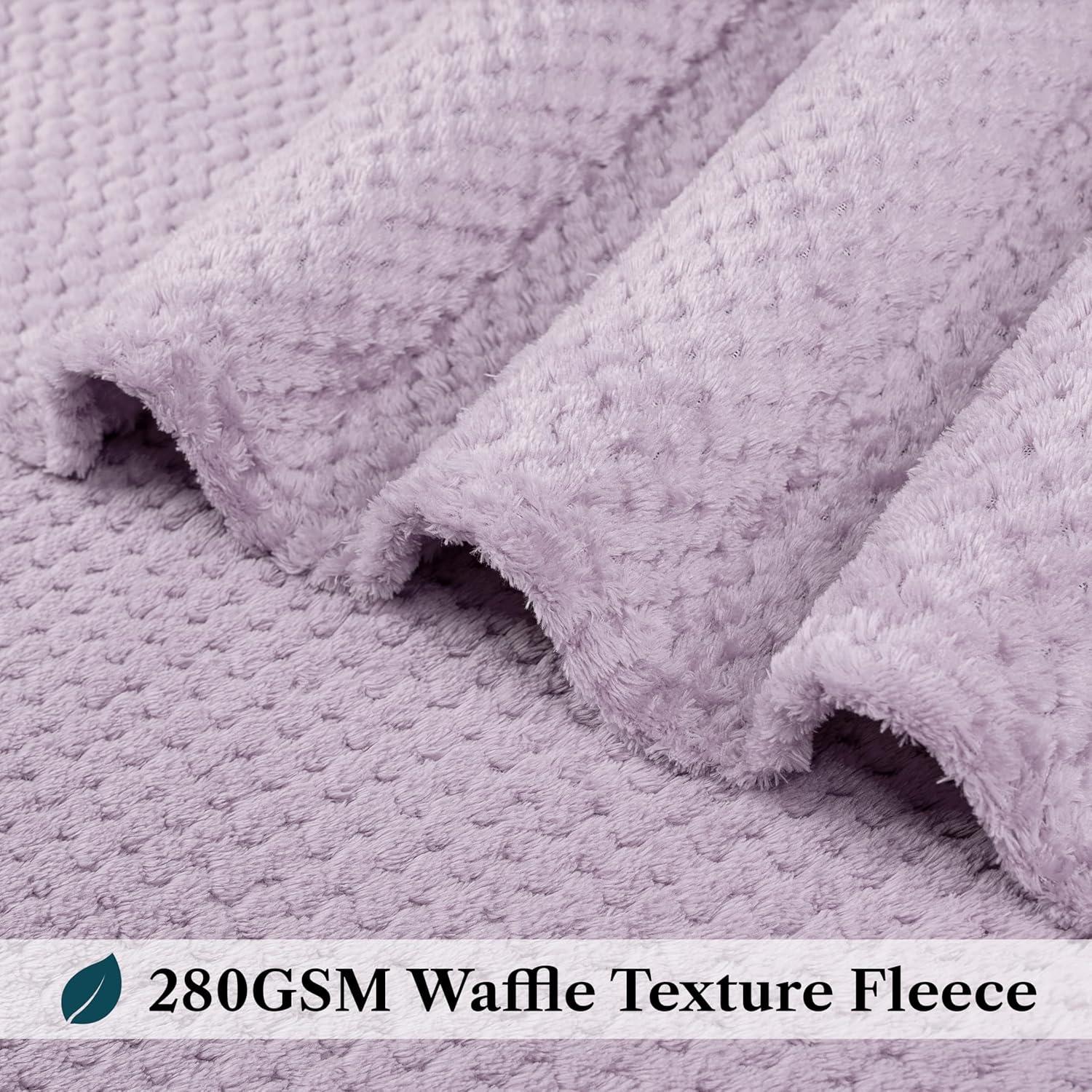 PAVILIA Soft Waffle Blanket Throw for Sofa Bed, Lightweight Plush Warm Blanket for Couch , Lavender Purple/Throw - 50x60