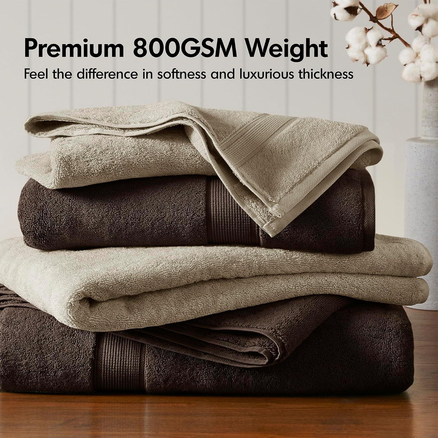 8pc Cotton Bath Towel Set Brown: Madison Park, Heavyweight Terry, OEKO-TEX Certified