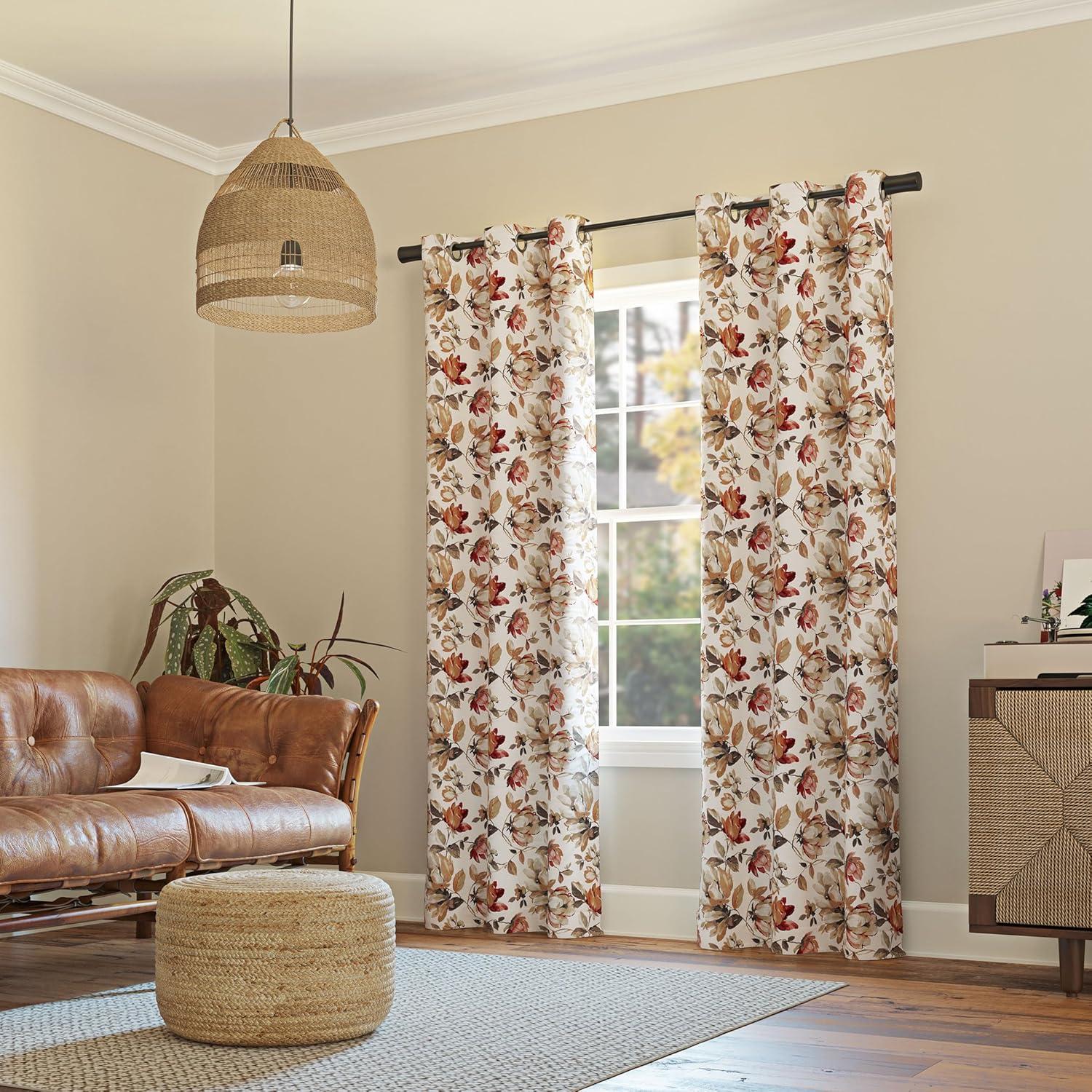 Sun Zero Irma Vintage Floral Blackout Grommet Curtain Panel, 40"x63", Stone