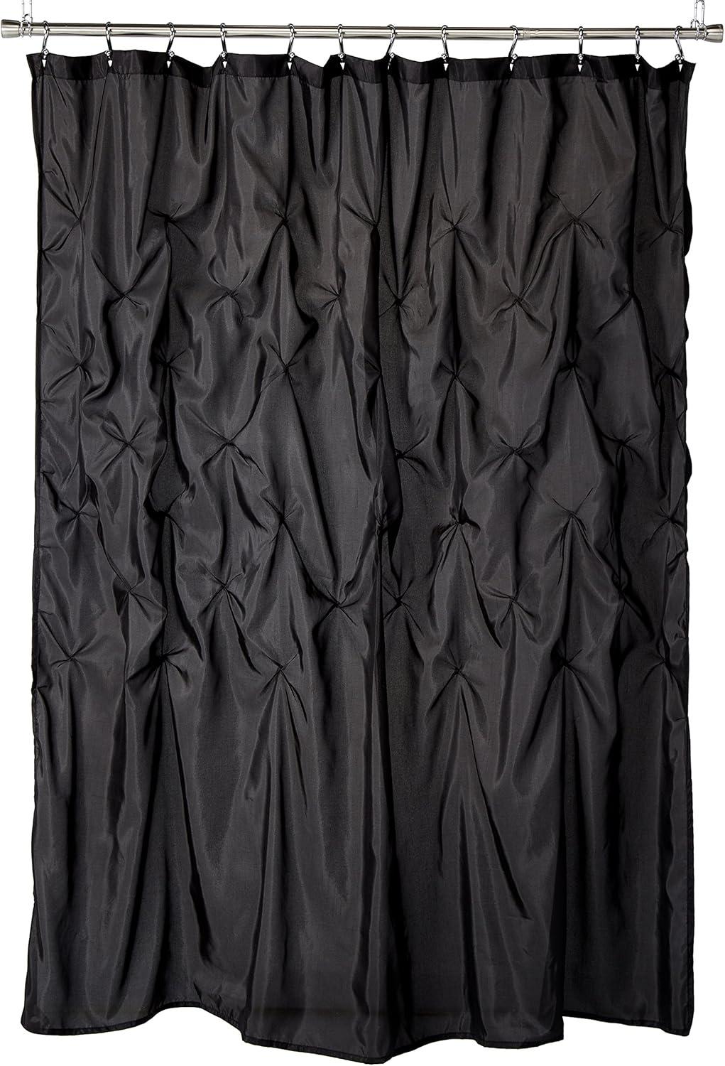 Black Tufted Polyester Semi-Sheer Shower Curtain 72x72"