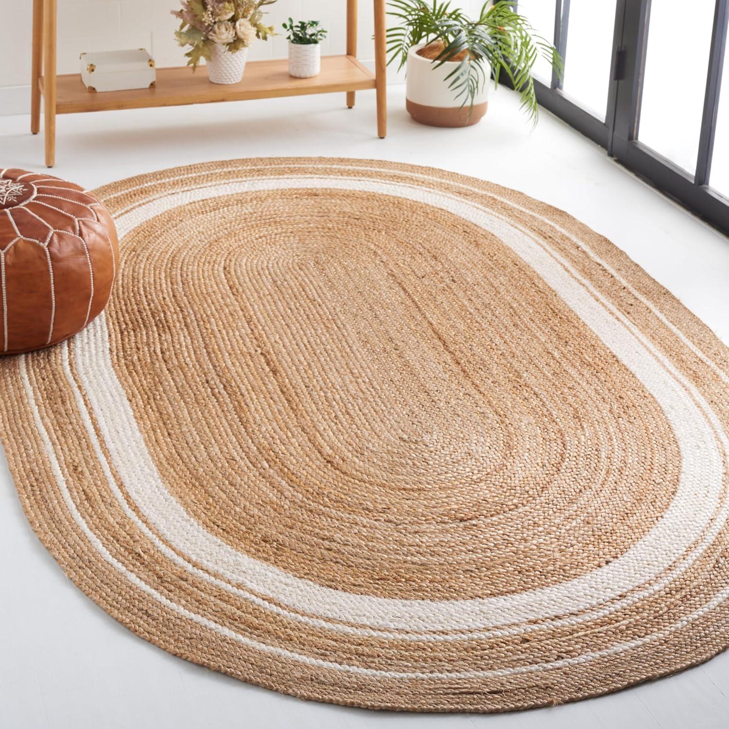 Natural Fiber NF812 Hand Woven Area Rug - Natural/Ivory - 5'x8' Oval - Safavieh.