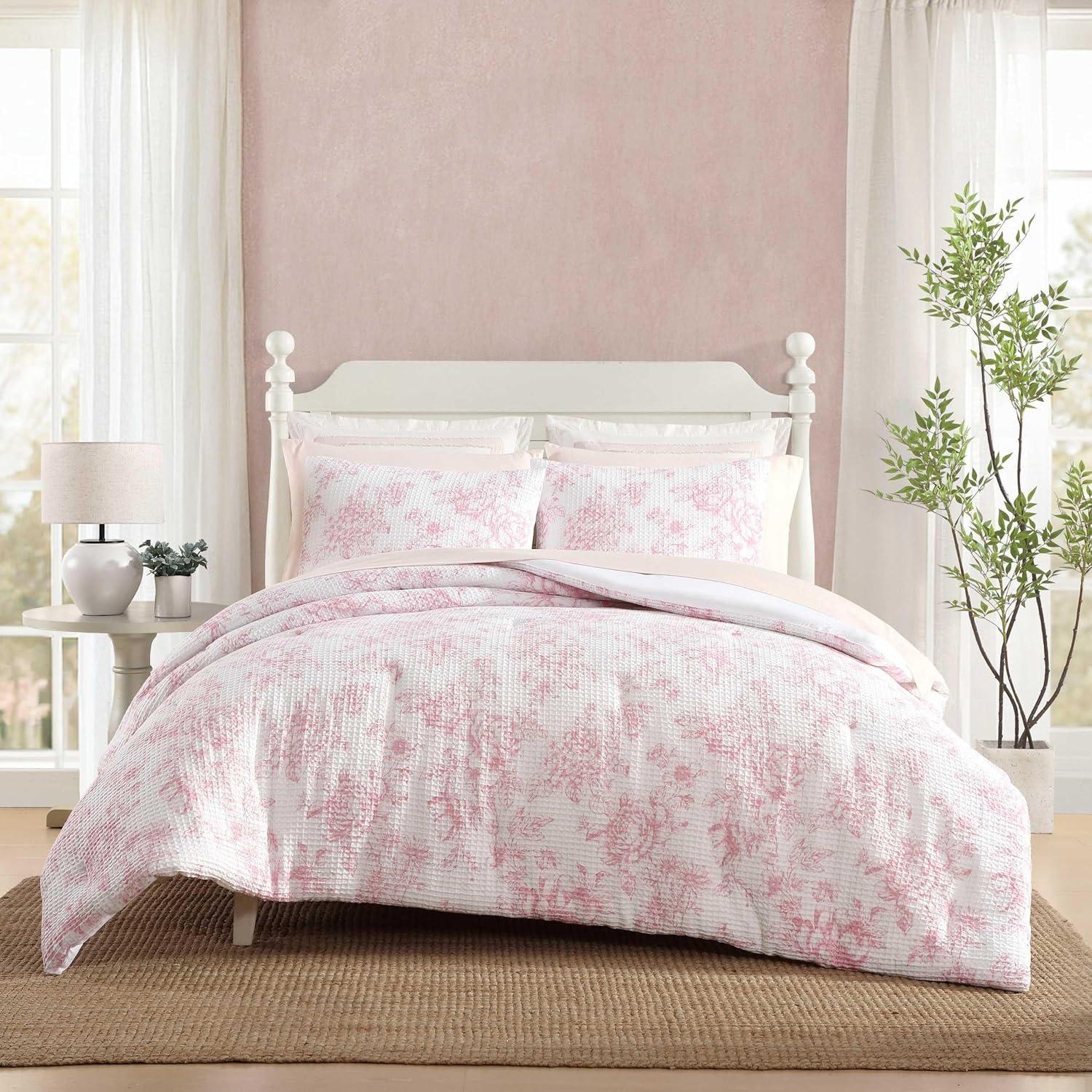 Laura Ashley Laura Ashley Delphine Waffle Pink Comforter Set
