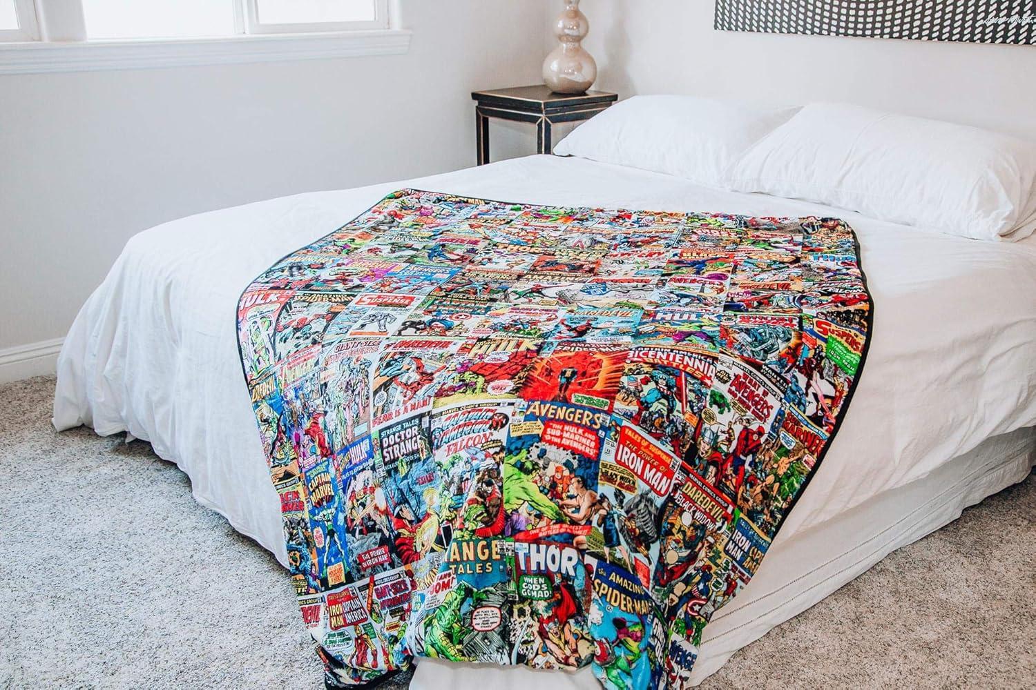 Marvel Comics Oversized Fleece Sherpa Throw Blanket 54 x 72 Inches