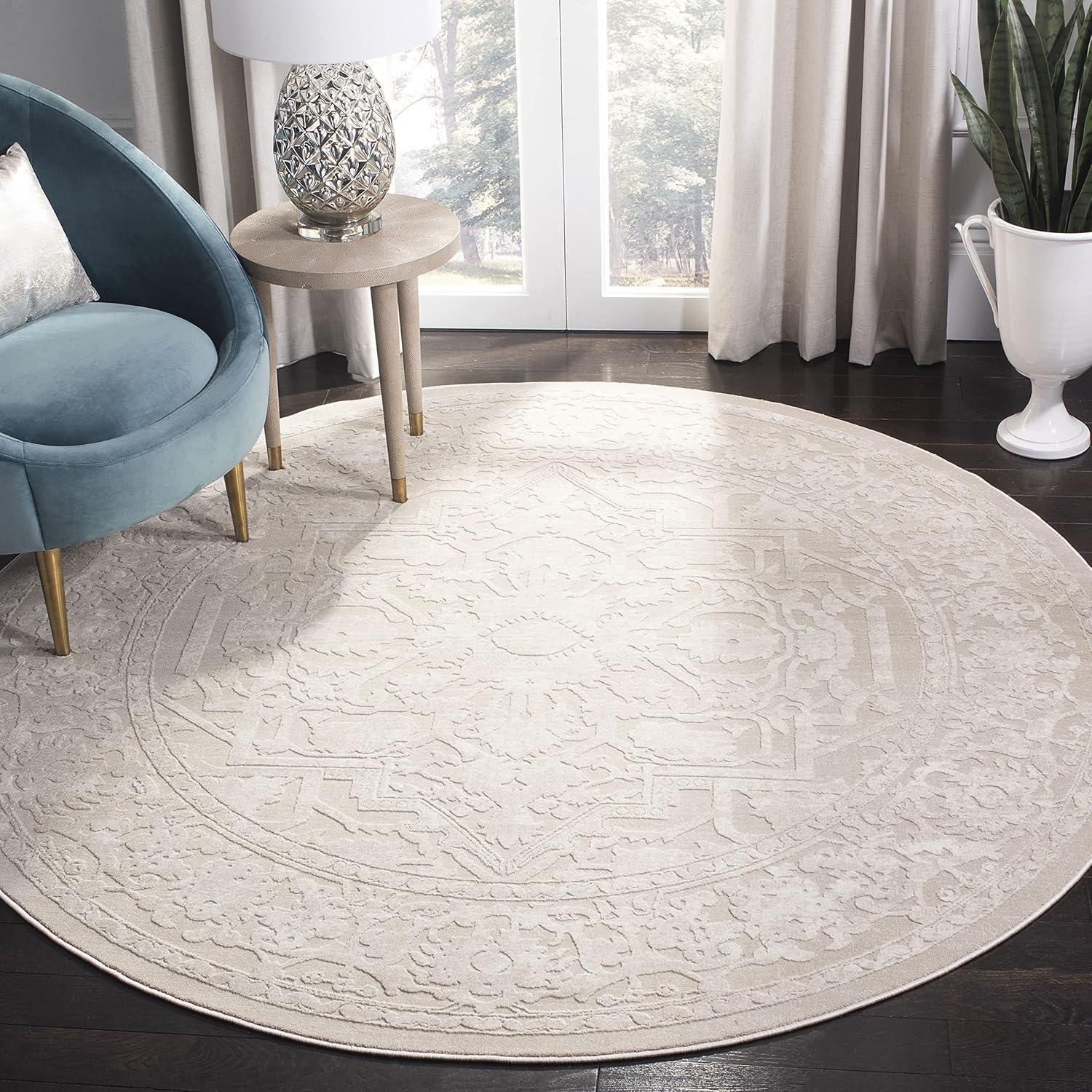 Reflection RFT665 Power Loomed Indoor Area Rug - Creme/Ivory - 6'7" round - Safavieh.