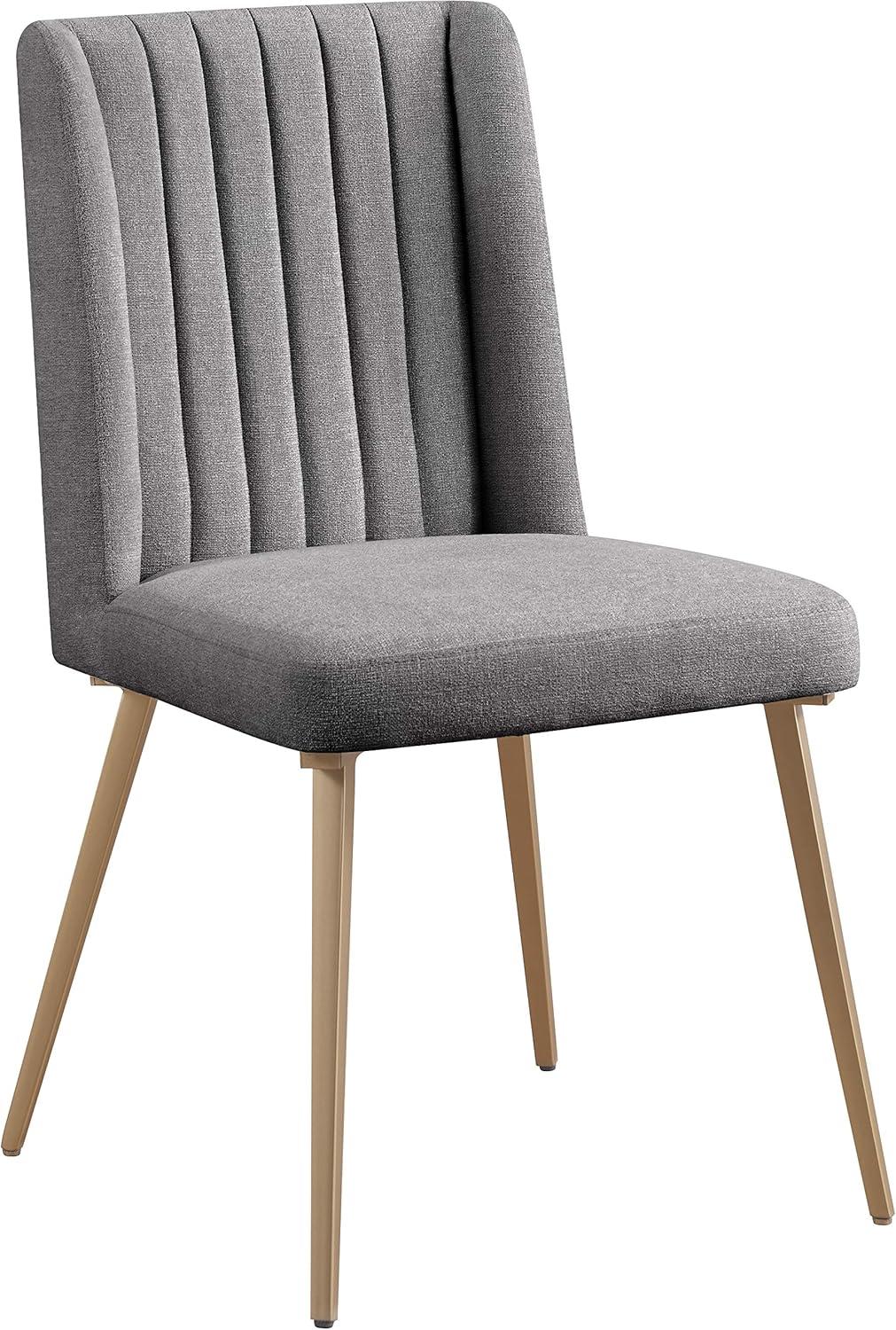 Eleanor Gray Linen Upholstered Dining Chair with Gold Metal Legs