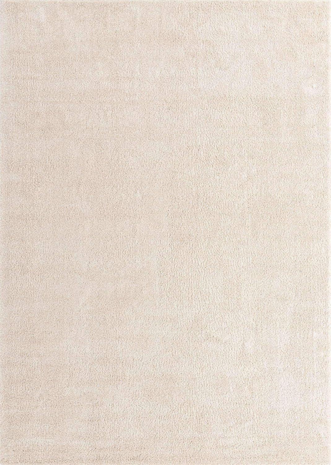 Ivory Shag Synthetic 10' x 14' Easy-Care Rectangular Rug