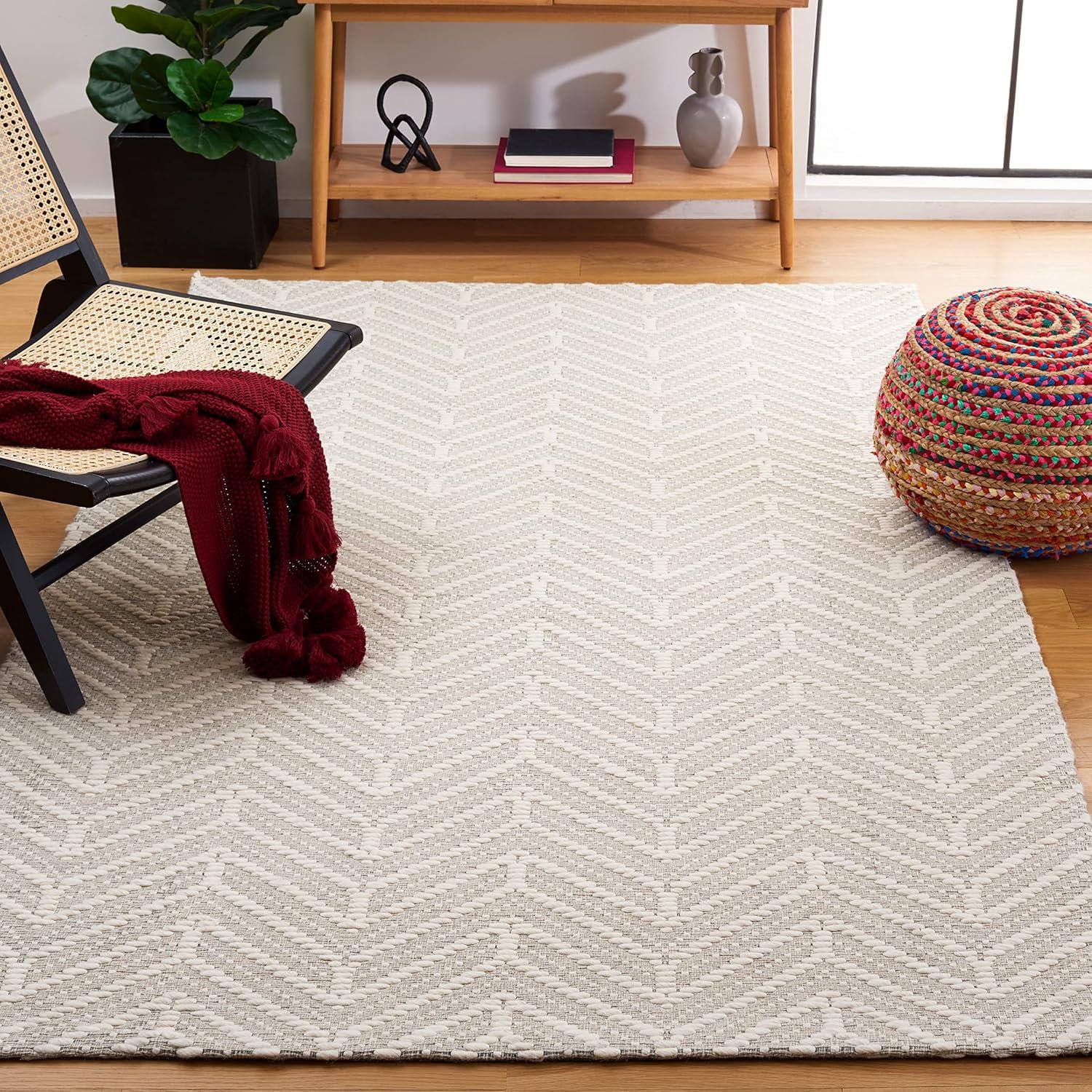 Marbella MRB324 Hand Woven Indoor Area Rug - Ivory/Beige - 6'x6' - Safavieh