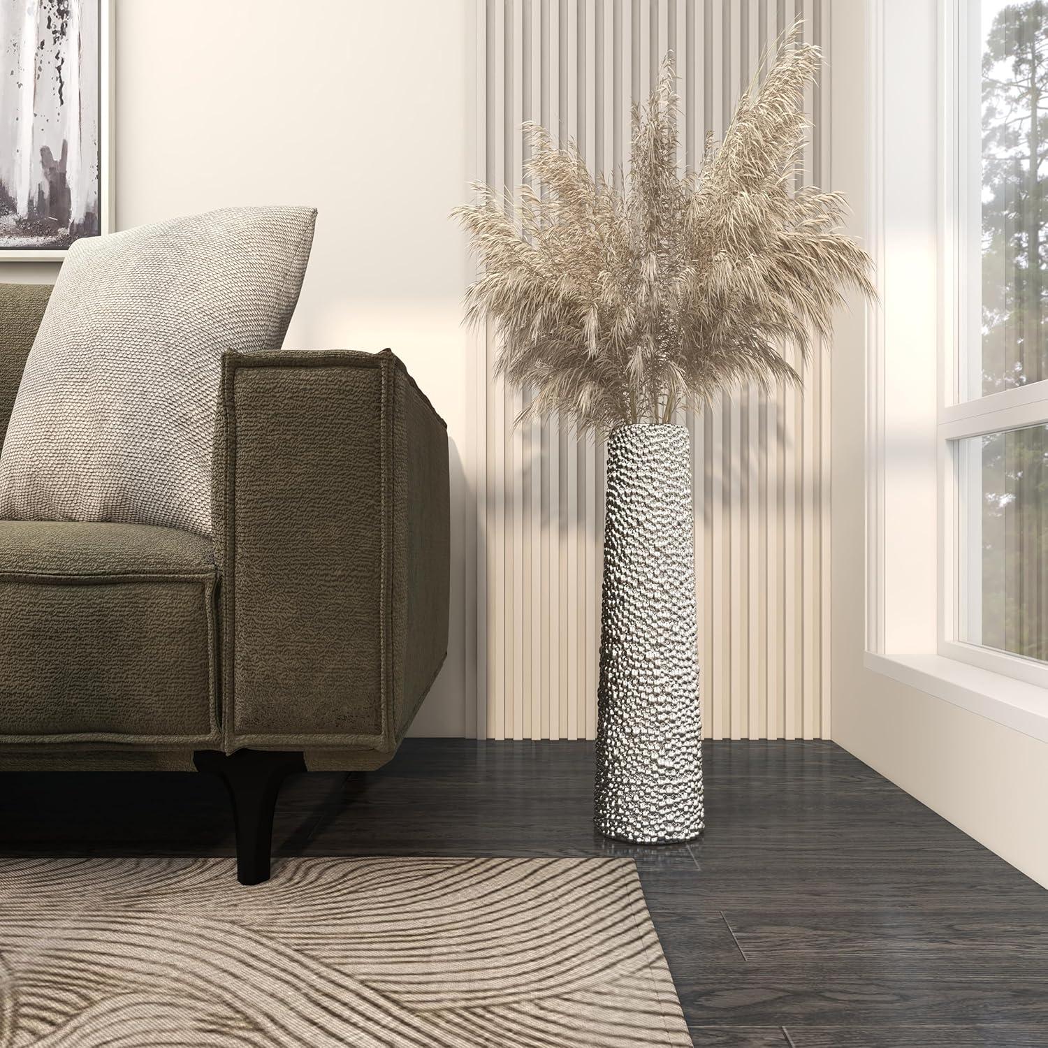 DecMode 25" Silver Ceramic Vase with Bubble Texture