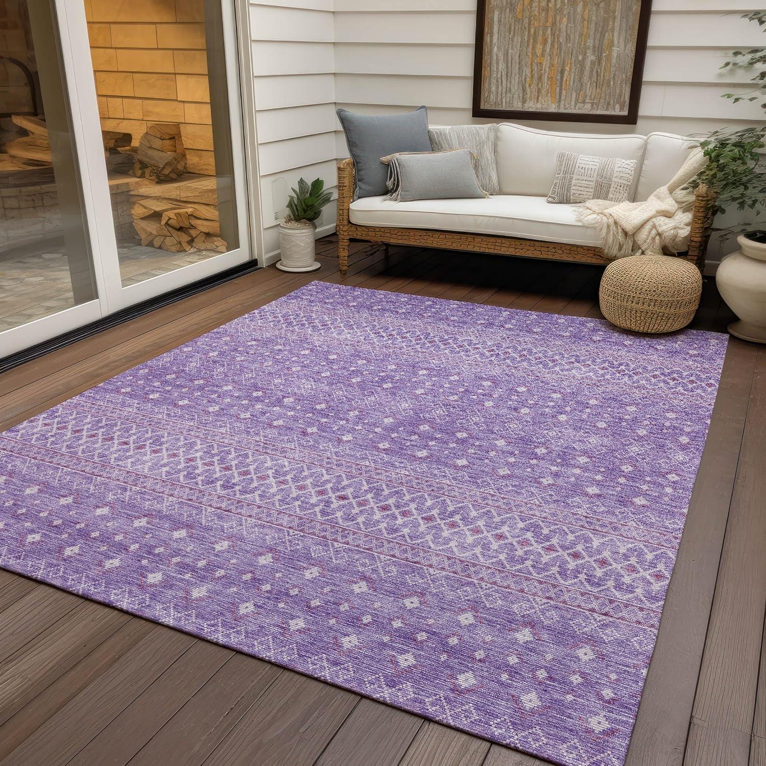 Addison Rugs Chantille Indoor/Outdoor Transitional Boho Lavender Washable Rectangle Rug, 3' x 5'