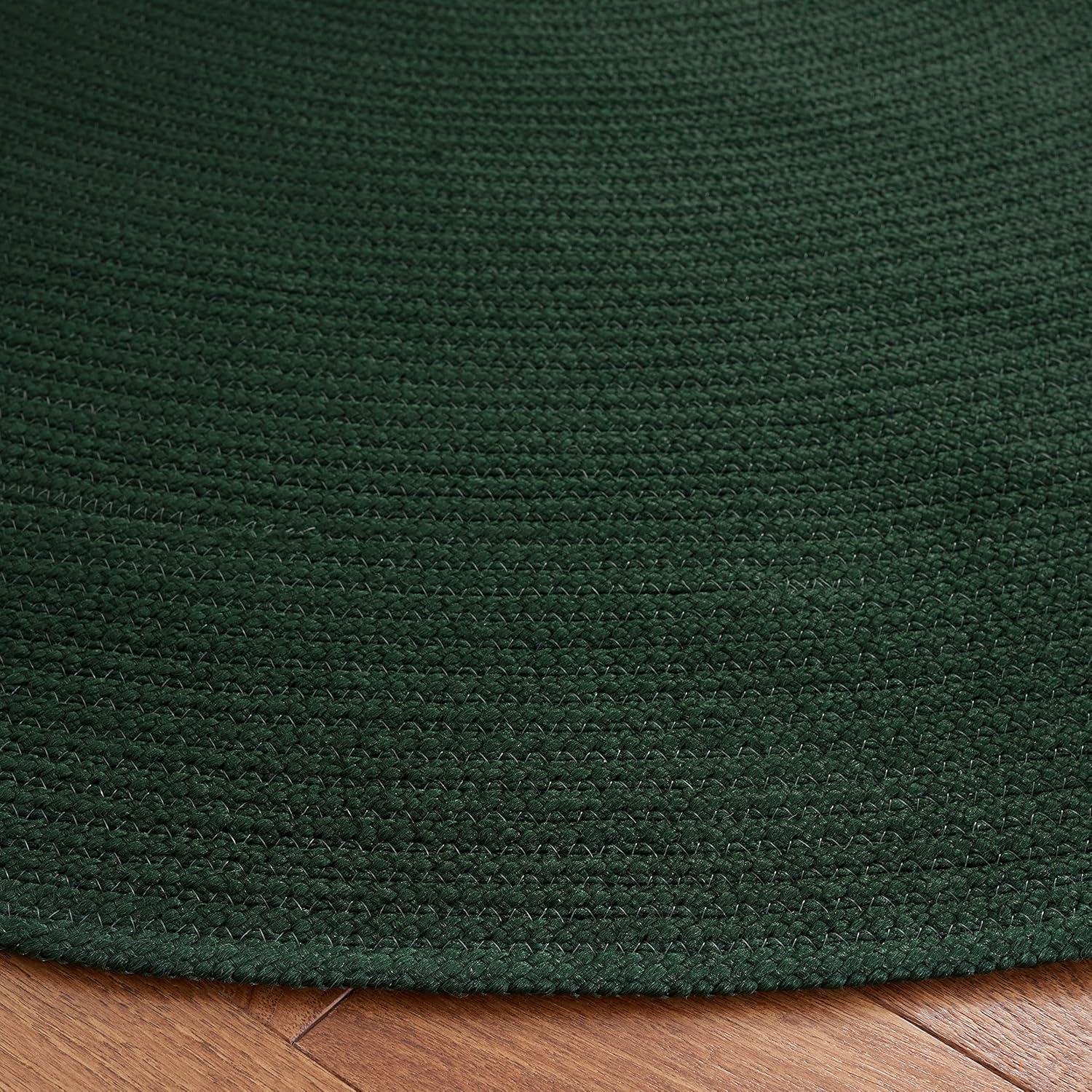 Braided BRD402 Hand Woven Area Rug - Dark Green - 5' round - Safavieh.