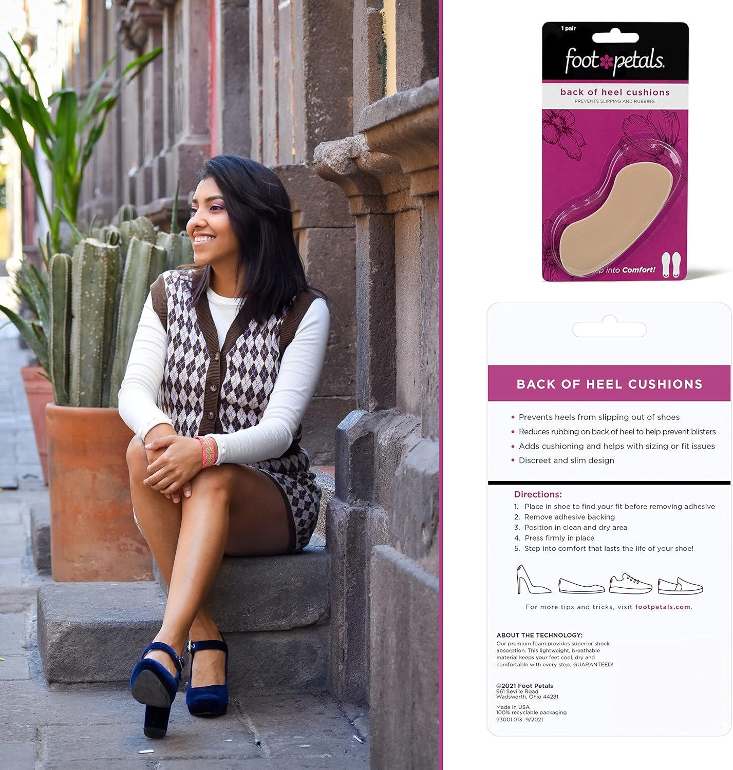 Fancy Feet Back-of-Heel Cushions - One Pair of Cushioned Heel Inserts to Prevent Rubbing and Blisters from Uncomfortable Shoes, Khaki