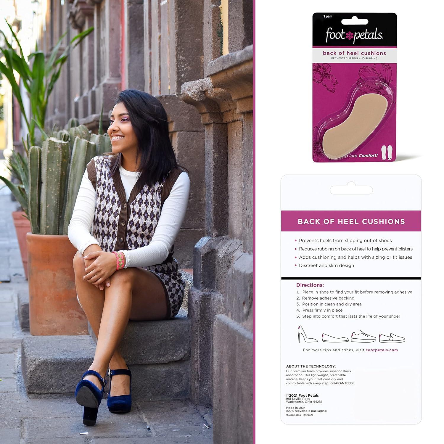 Fancy Feet Back-of-Heel Cushions - One Pair of Cushioned Heel Inserts to Prevent Rubbing and Blisters from Uncomfortable Shoes, Khaki