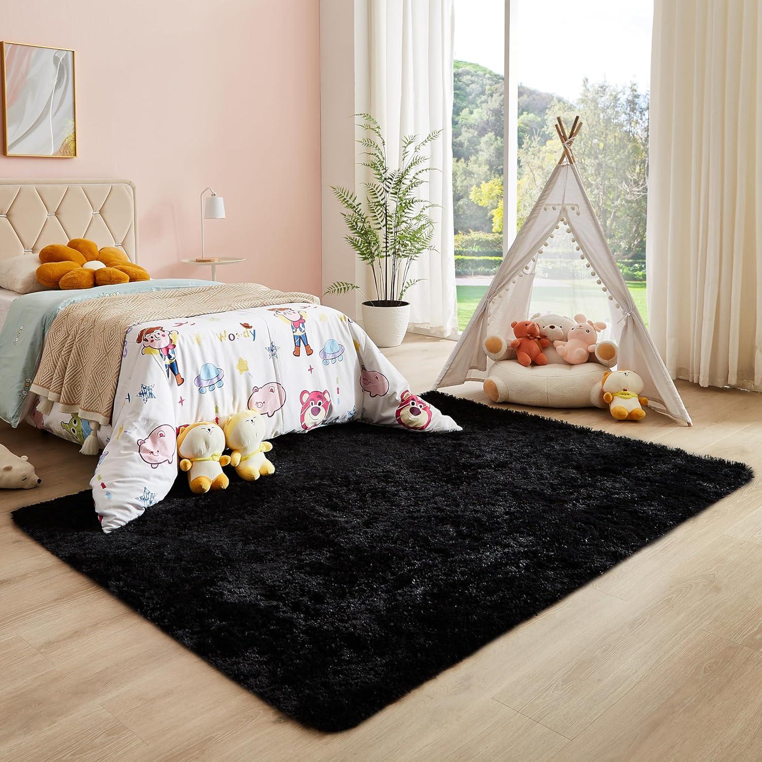 Softlife Super Soft Rug For Living Room Fluffy Rugs For Dorm Room Cute Plush carpet For Bedroom,8' x 10',Red
