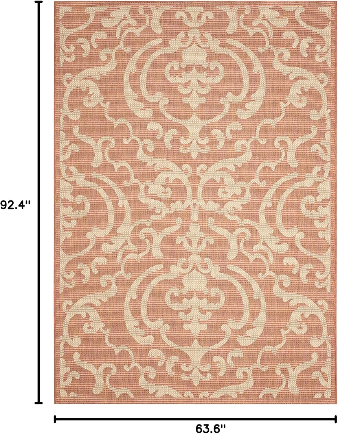 Terracotta and Natural Rectangular Synthetic Indoor/Outdoor Area Rug