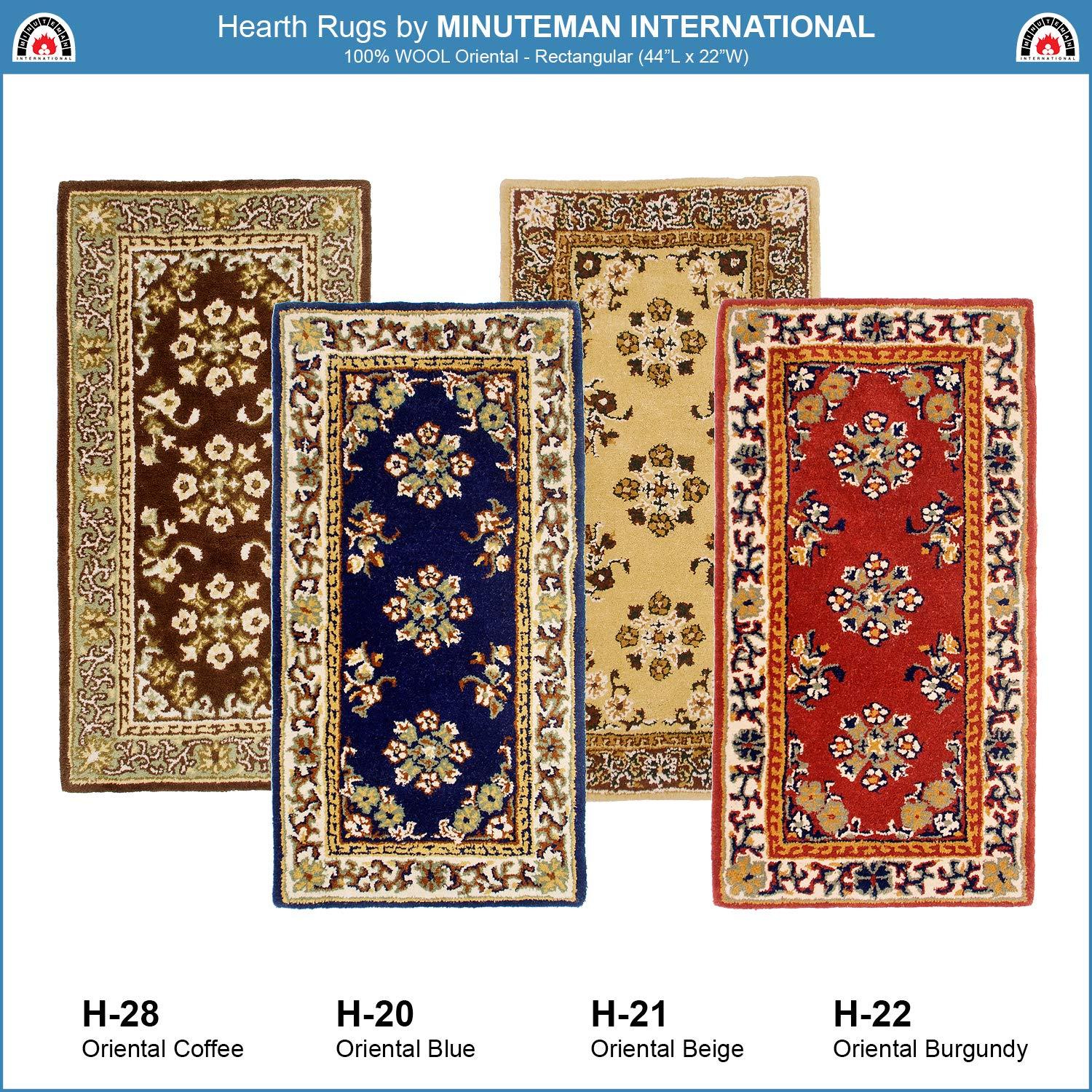 ACHLA Designs 44" Long Minuteman International Oriental Rectangular Hearth Rug: Wool, Fire-Resistant