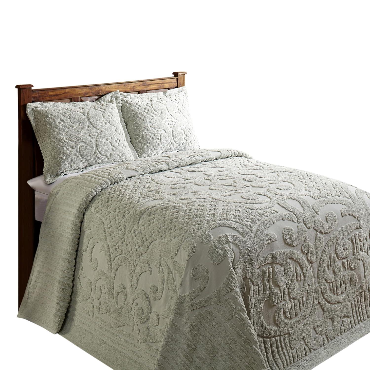 King Ashton Collection 100% Cotton Tufted Unique Luxurious Medallion Design Bedspread Sage - Better Trends