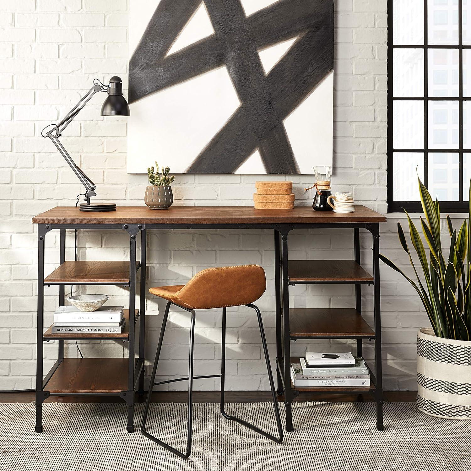 Millwood Metal Counter Height Writing Desk in Brown and Black - Lexicon