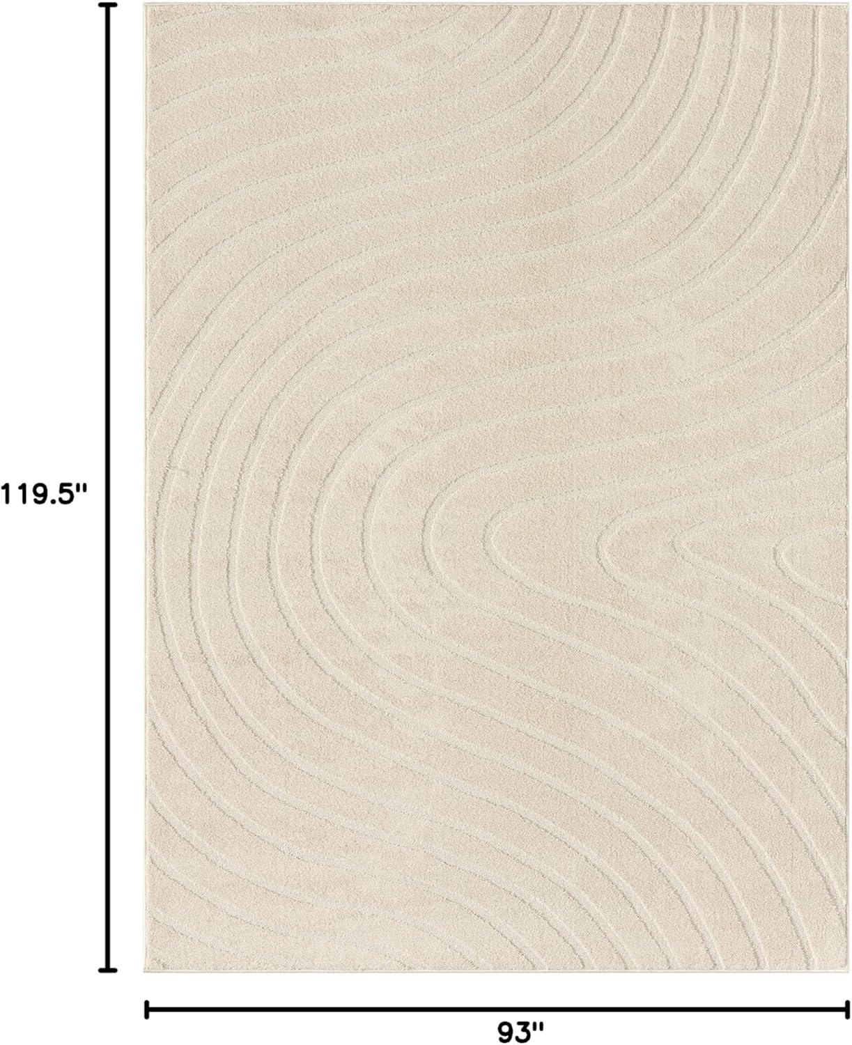 Luxe Weavers Modern Floral Indoor Cream 8x10 Area Rug