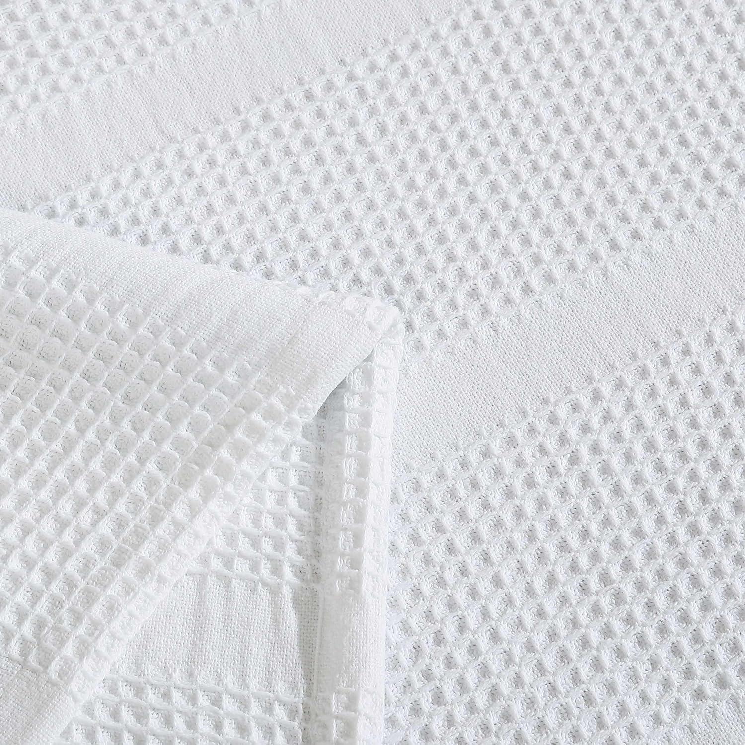 White Cotton Waffle Weave King Blanket