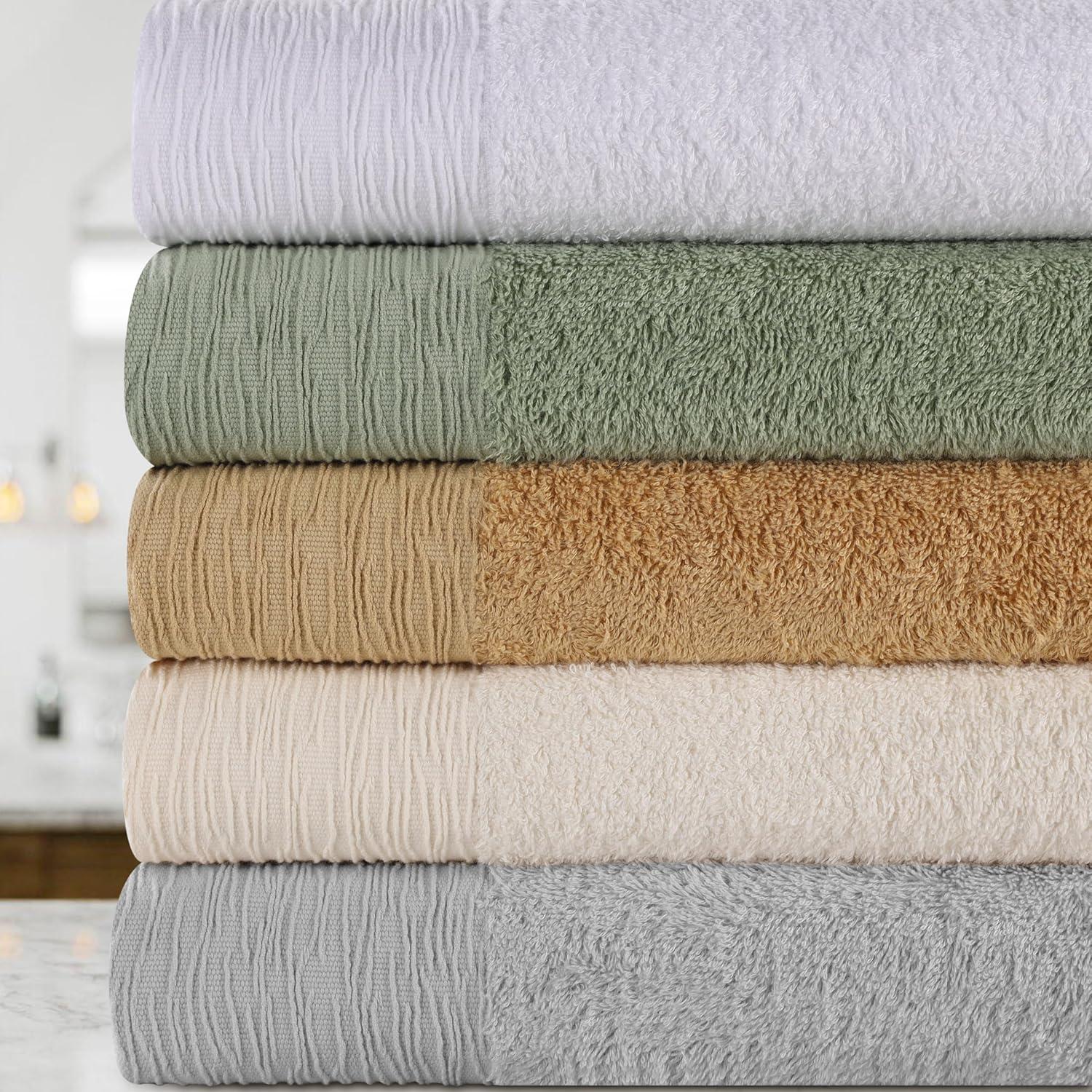 Superior Rayon from Bamboo Soft Modern 12-Piece Towel Set, Platinum