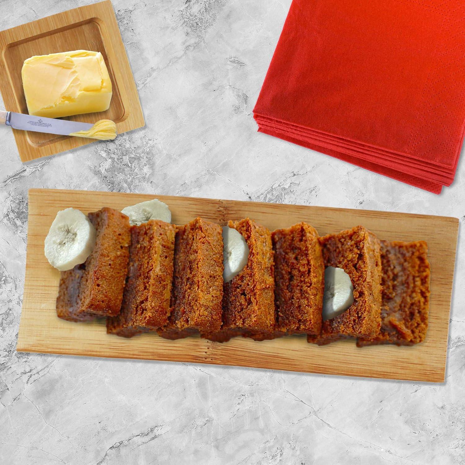 BambooMN 6 Piece, 2 Sets of 7" Reusable, Eco-Friendly, Carbonized Brown Bamboo Sushi Serving Plates/Trays: Chopsticks, and Soy Sauce Dishes Included!