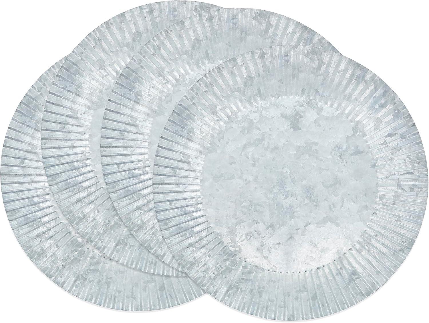 Rustic Ruffled Galvanized Charger Plate (Set Of 4)