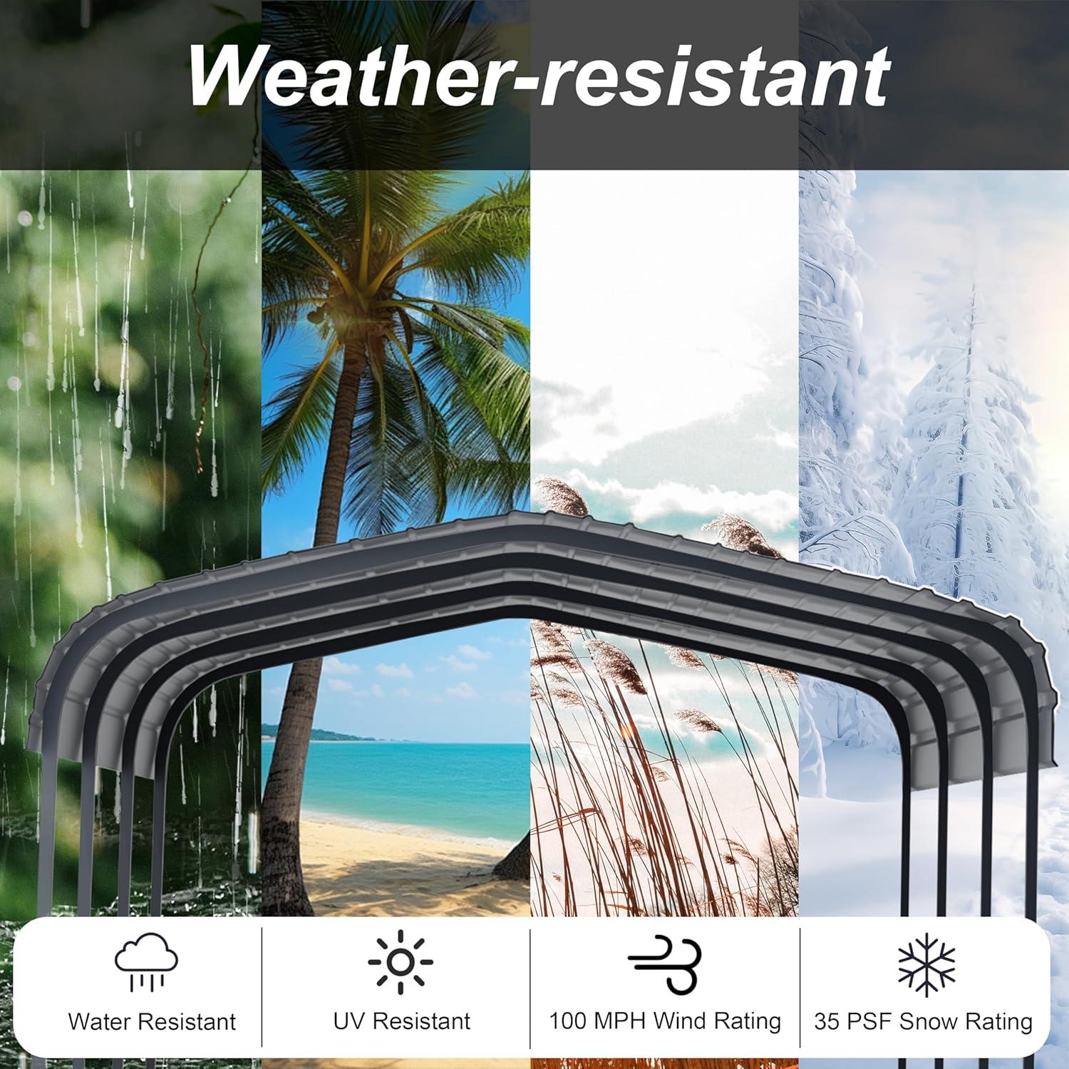 Steel Carport, Galvanized Multiple Sizes