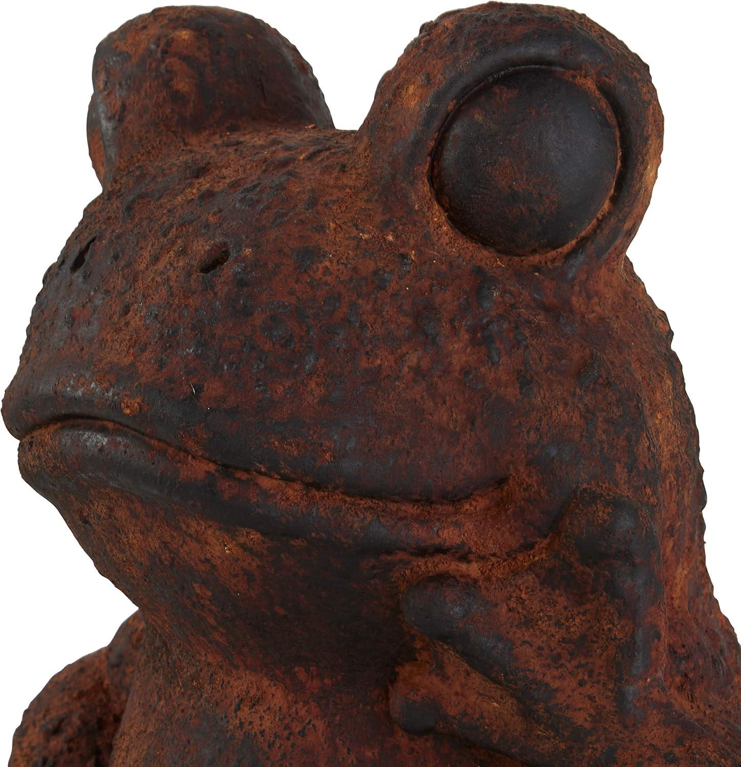 DecMode Outdoor 13" x 16" Rust Magnesium Oxide Rustic Frogs Garden Sculpture, 1 - Pieces