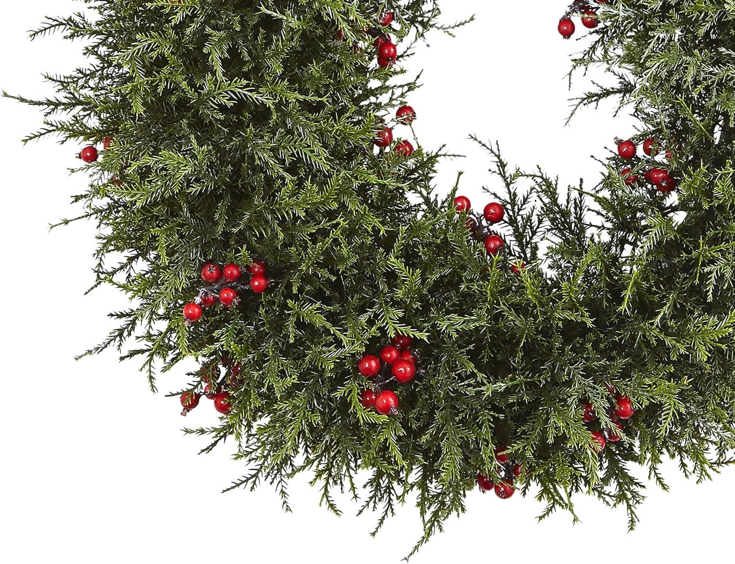 Nearly Natural 20” Cedar Berry Wreath