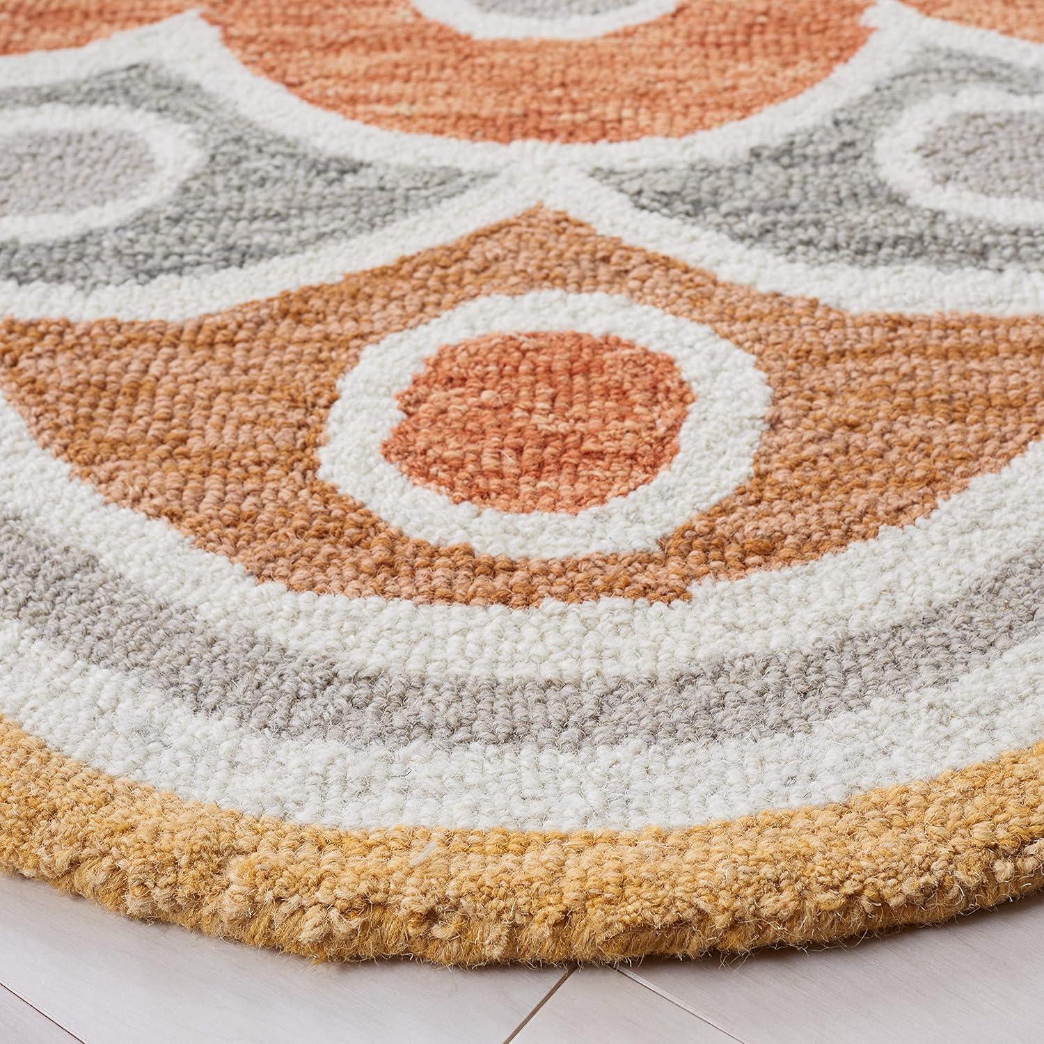 Novelty NOV101 Hand Tufted Indoor Area Rug - Grey/Rust - 4' Round - Safavieh